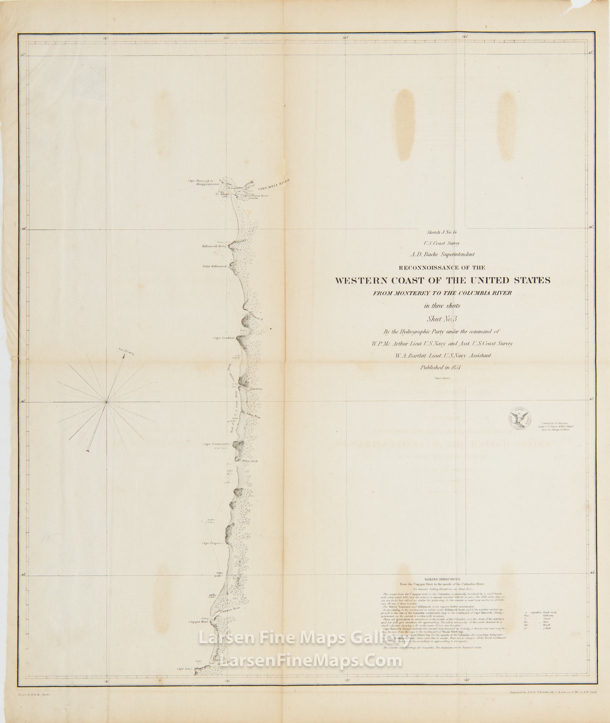Reconnaissance of the Western Coast of The United States From Monterey to the Columbia River in three sheets, Sheet No. 3 U.S. Coast Survey