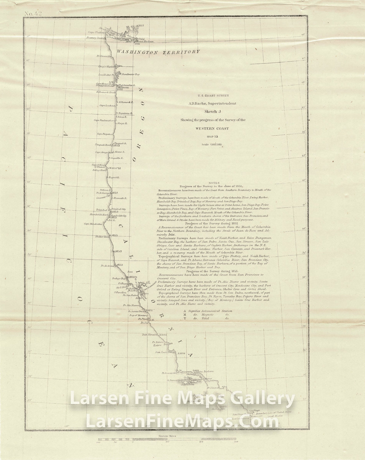 Sketch J Showing the Progress of the Survey of the Western Coast 1849-53