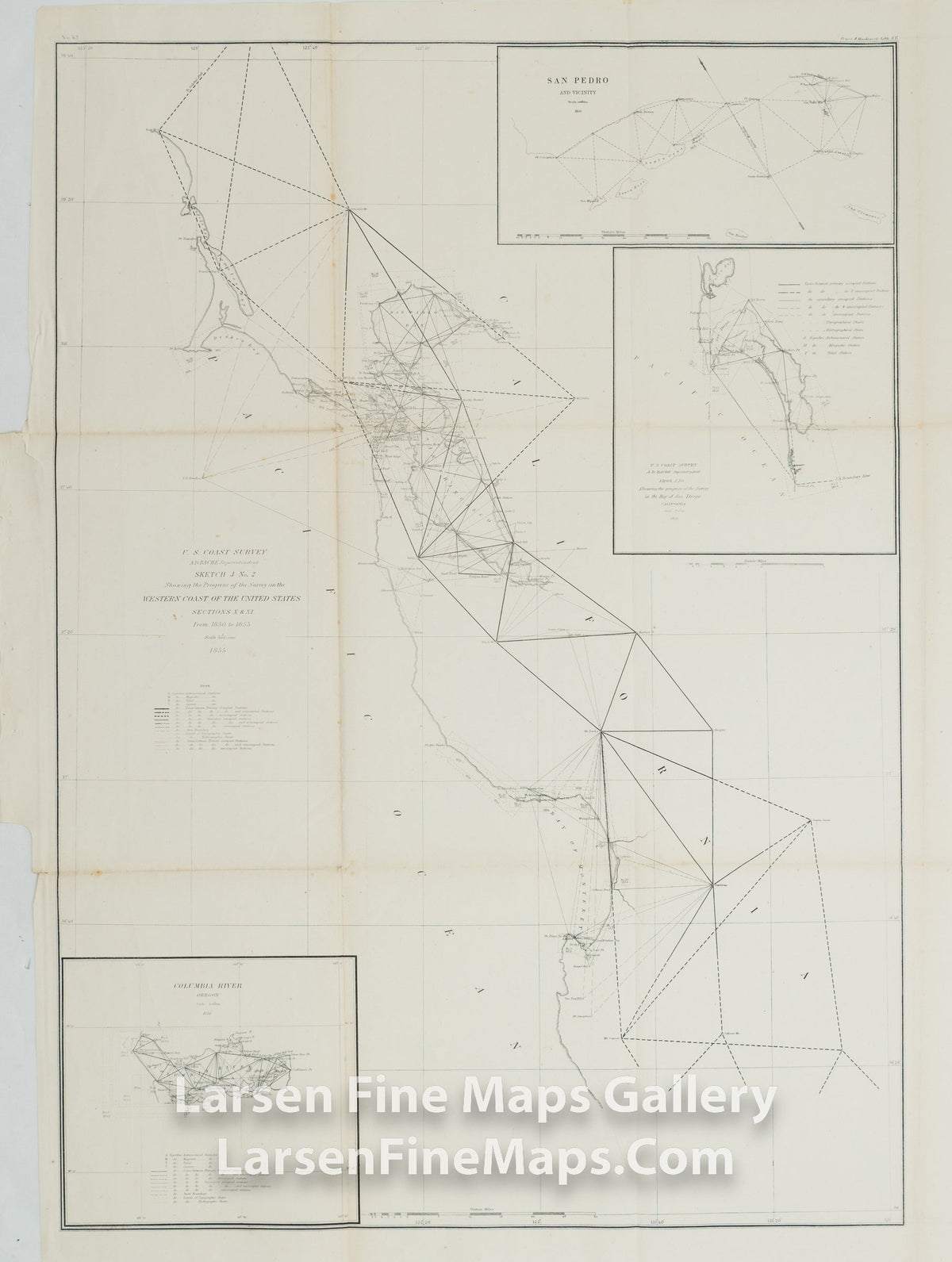 Sketch J No. 2 Showing the Progress of the Survey on the Western Coast of The United States Sections X & XI From 1850 to 1855
