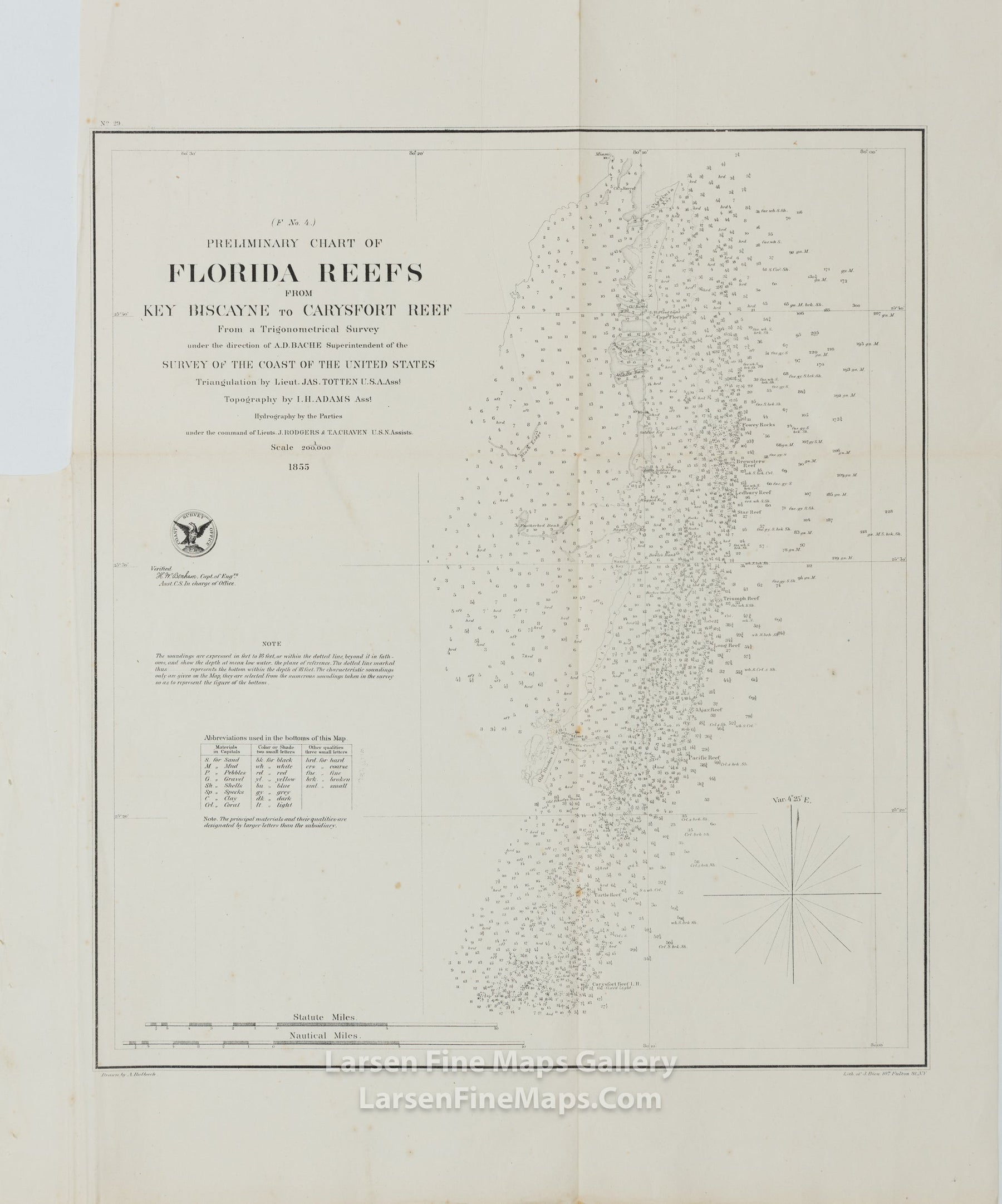 Preliminary Chart of Florida Reefs from Key Biscayne to Carysfort Reef