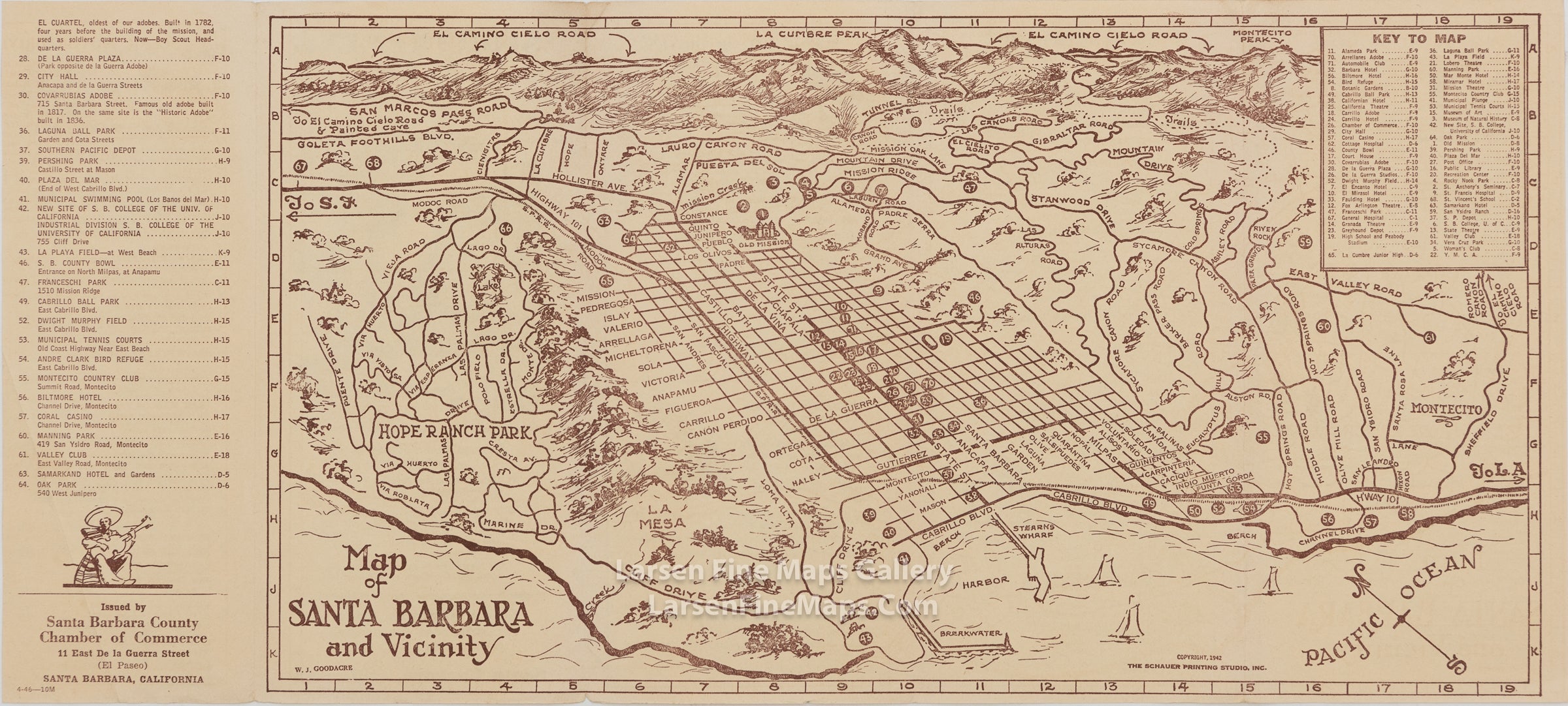 Map of Santa Barbara and Vicinity, W.J. Goodacre
