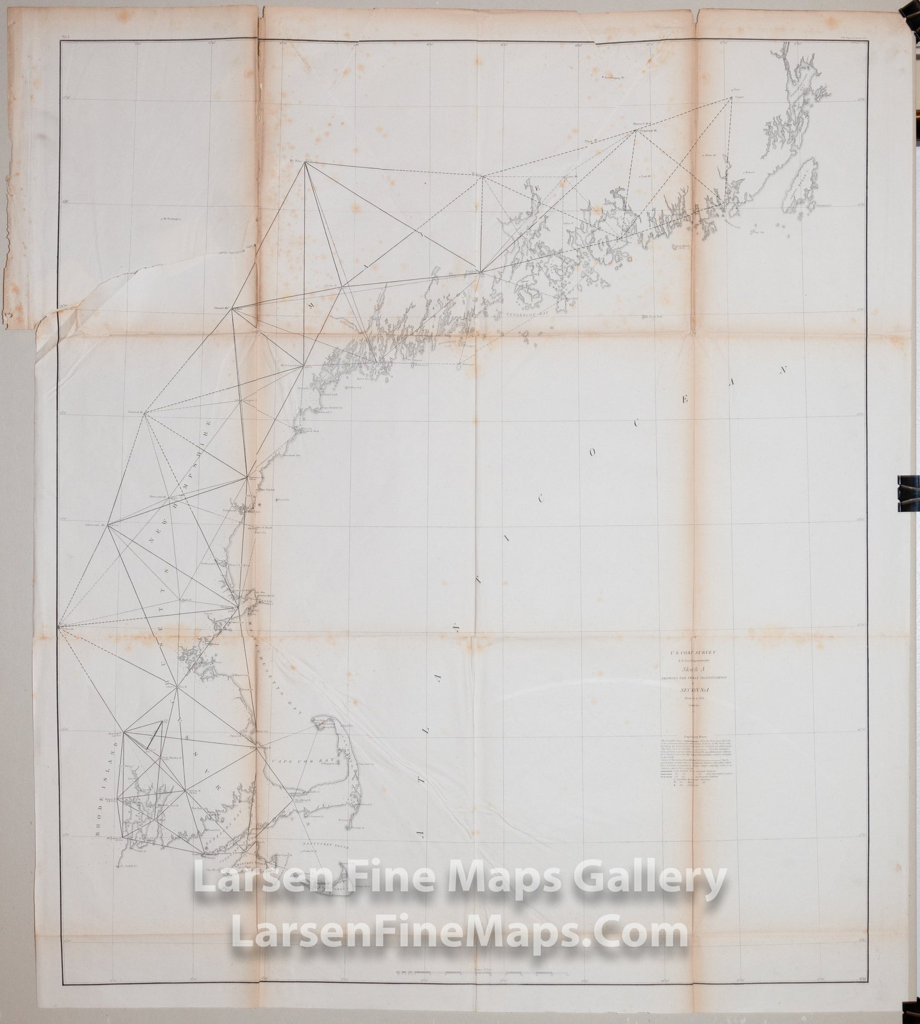 Sketch A Showing the Primary Triangulation in Section No. I From 1844 to 1854 U.S. Coast Survey