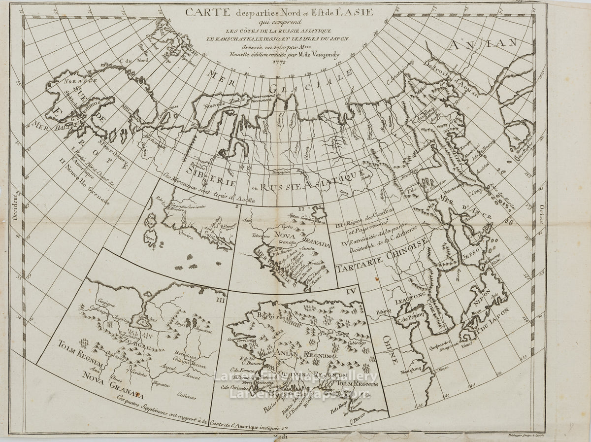 Carte des Parties Nord et Est de l'Asie qui Comprend les C™tes de la Russie Asiatique le Kamschatka
