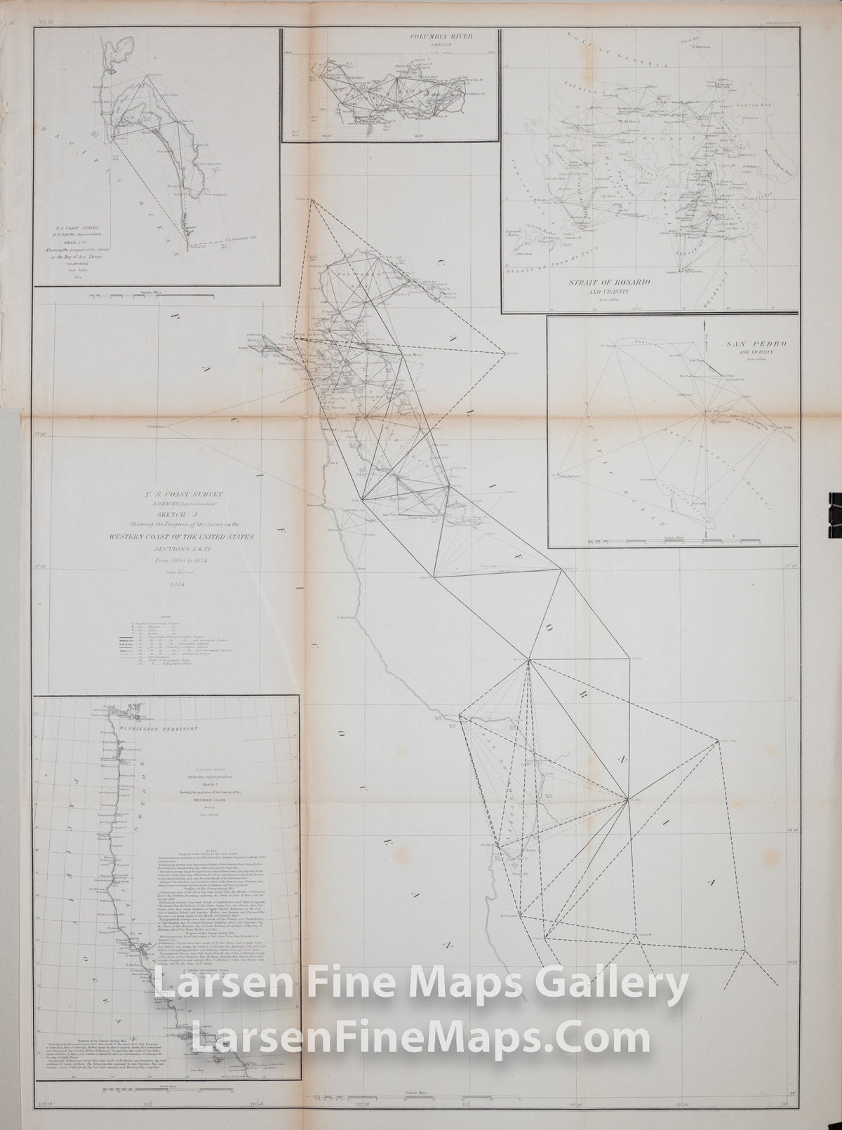 Sketch J Showing the Progress of the Survey on the Western Coast of the United States Sections X & XI From 1850 to 1854