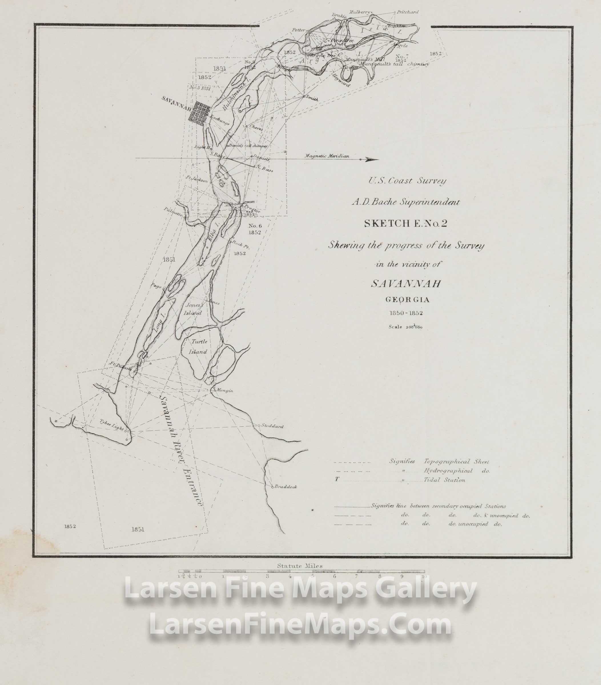 Sketch E. No. 2 Showing the Progress of the Survey in the Vicinity of Savannah Georgia 1850-1852 U.S. Coast Survey