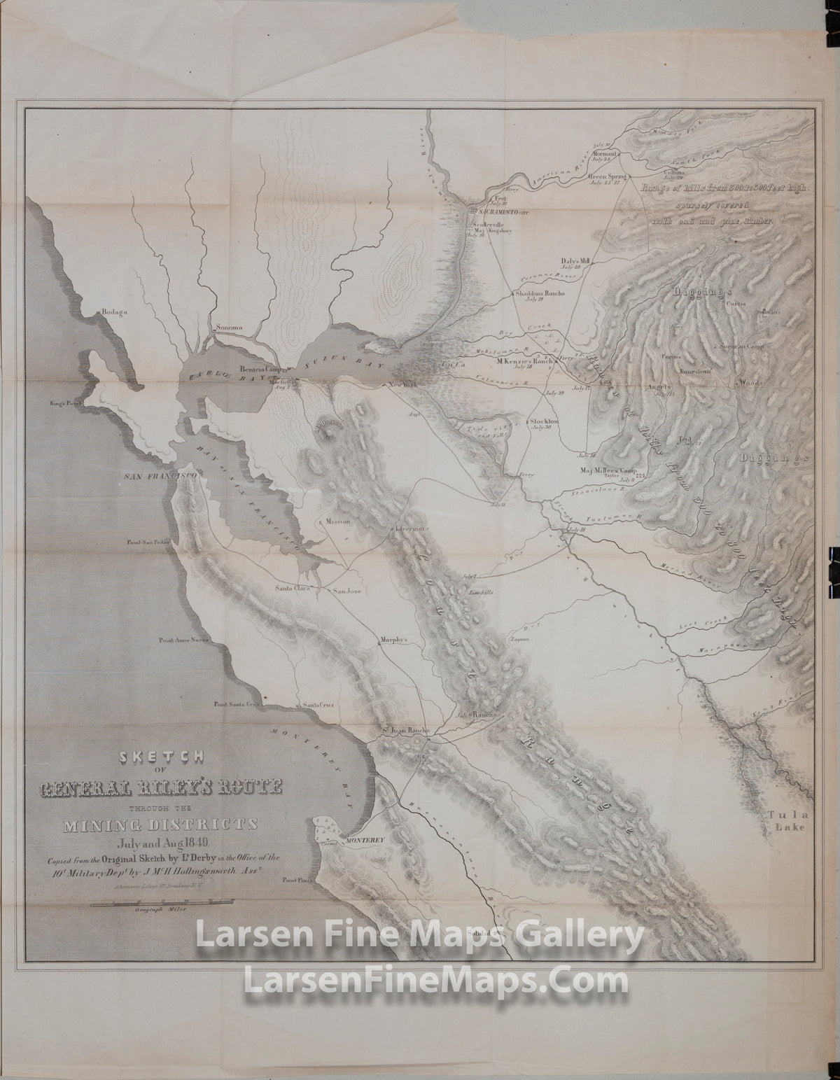 Sketch of General Riley's Route Through Mining Districts, July & August 1849