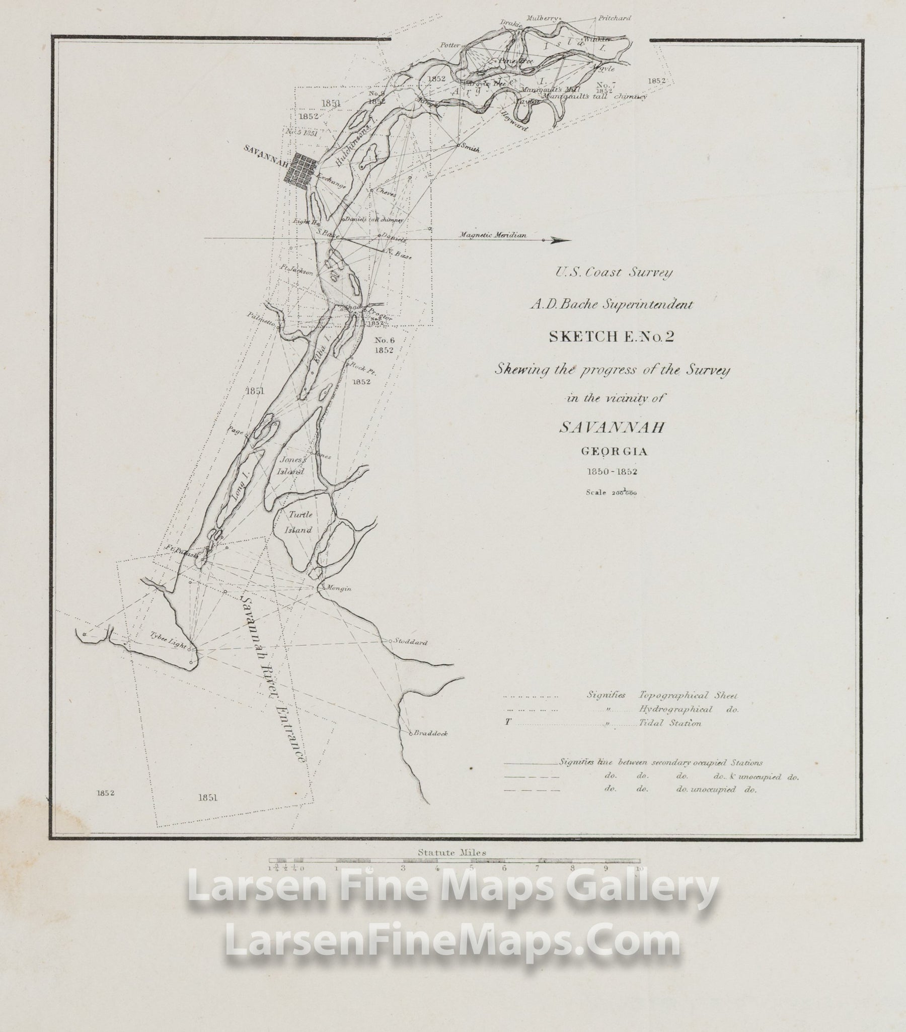 Sketch E. No. 2 Showing the Progress of the Survey in the Vicinity of Savannah Georgia 1850-1852 U.S. Coast Survey