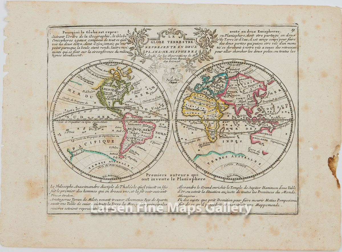 Le Globe Terrestre RepresentŽ En Deux Plans Hemispheres
