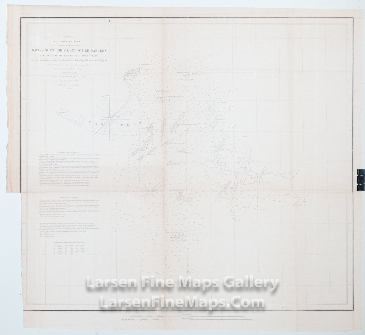 Preliminary Sketch Showing the Positions of Davis's South Shoal and Other Dangers Recently Discovered by The Coast Survey and the soundings on the Old South Shoal, Bass Rip, Old Man, Pochick Rip, &c. U.S. Coast Survey