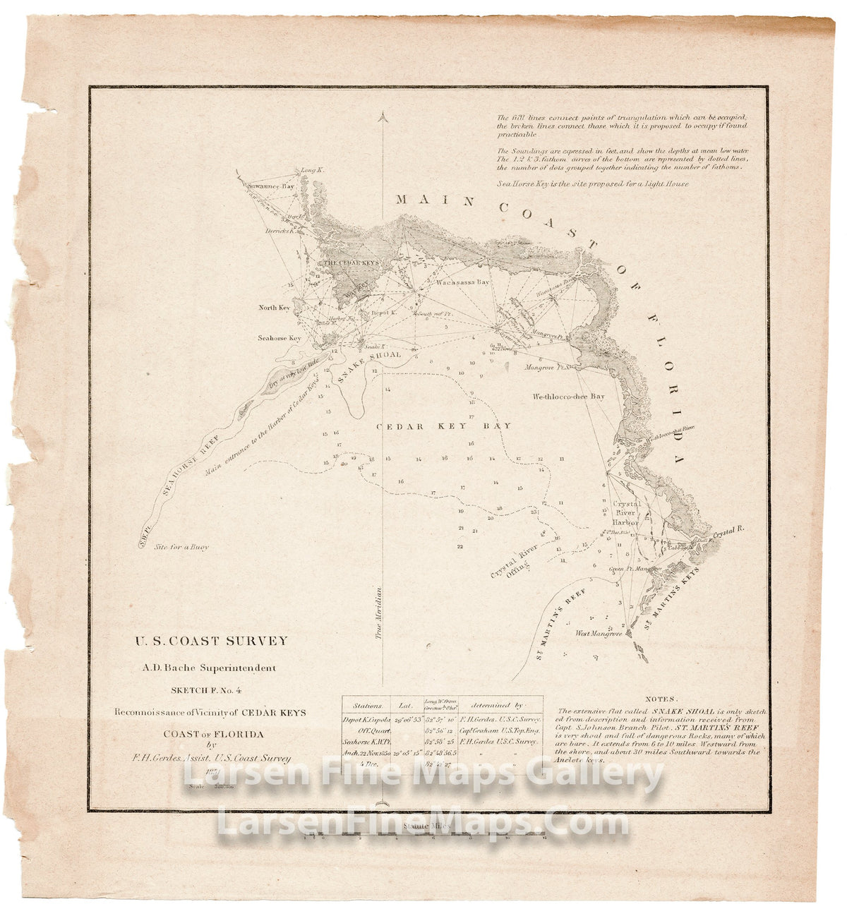 Sketch F. No. 4 Reconnaissance of Vicinity of Cedar Keys Coast of Florida U.S. Coast Survey