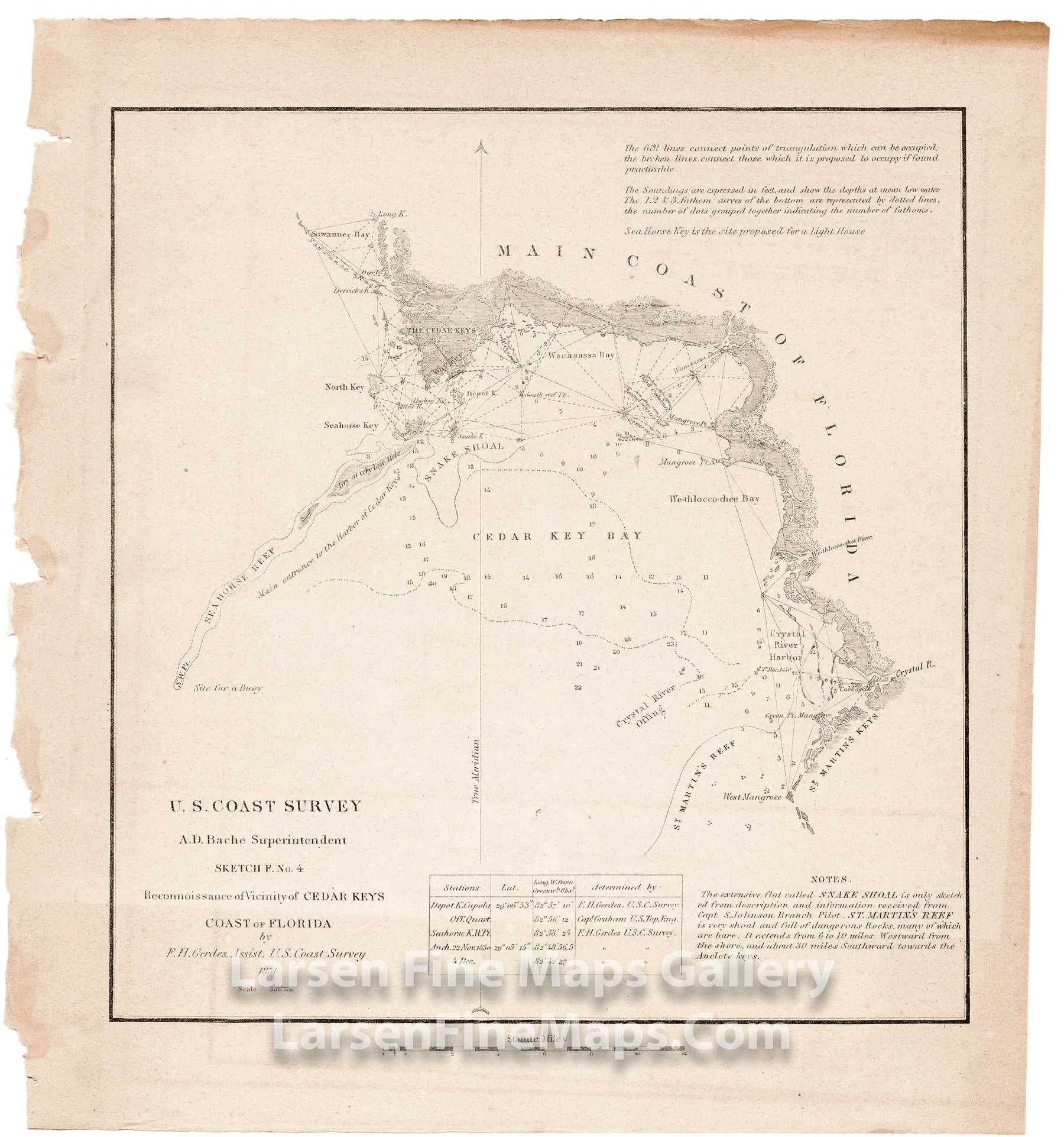 Sketch F. No. 4 Reconnaissance of Vicinity of Cedar Keys Coast of Florida U.S. Coast Survey