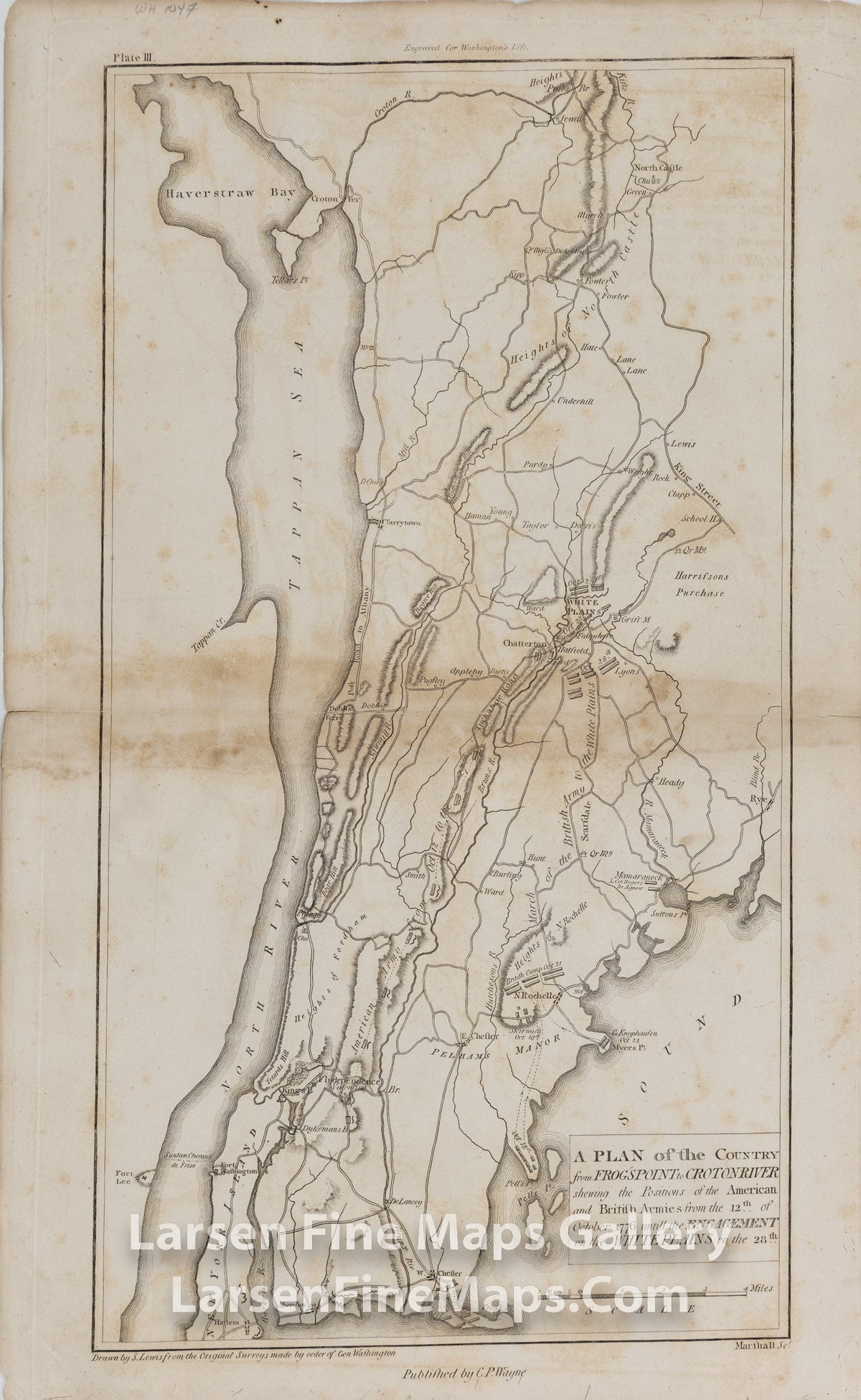 A PLAN of the Country from FROG'S POINT to CROTON RIVER showing the Postions of the American and British Armies from the 12th of October 1776 untill the ENGAGEMENT on the WHITE PLAINS on the 28th