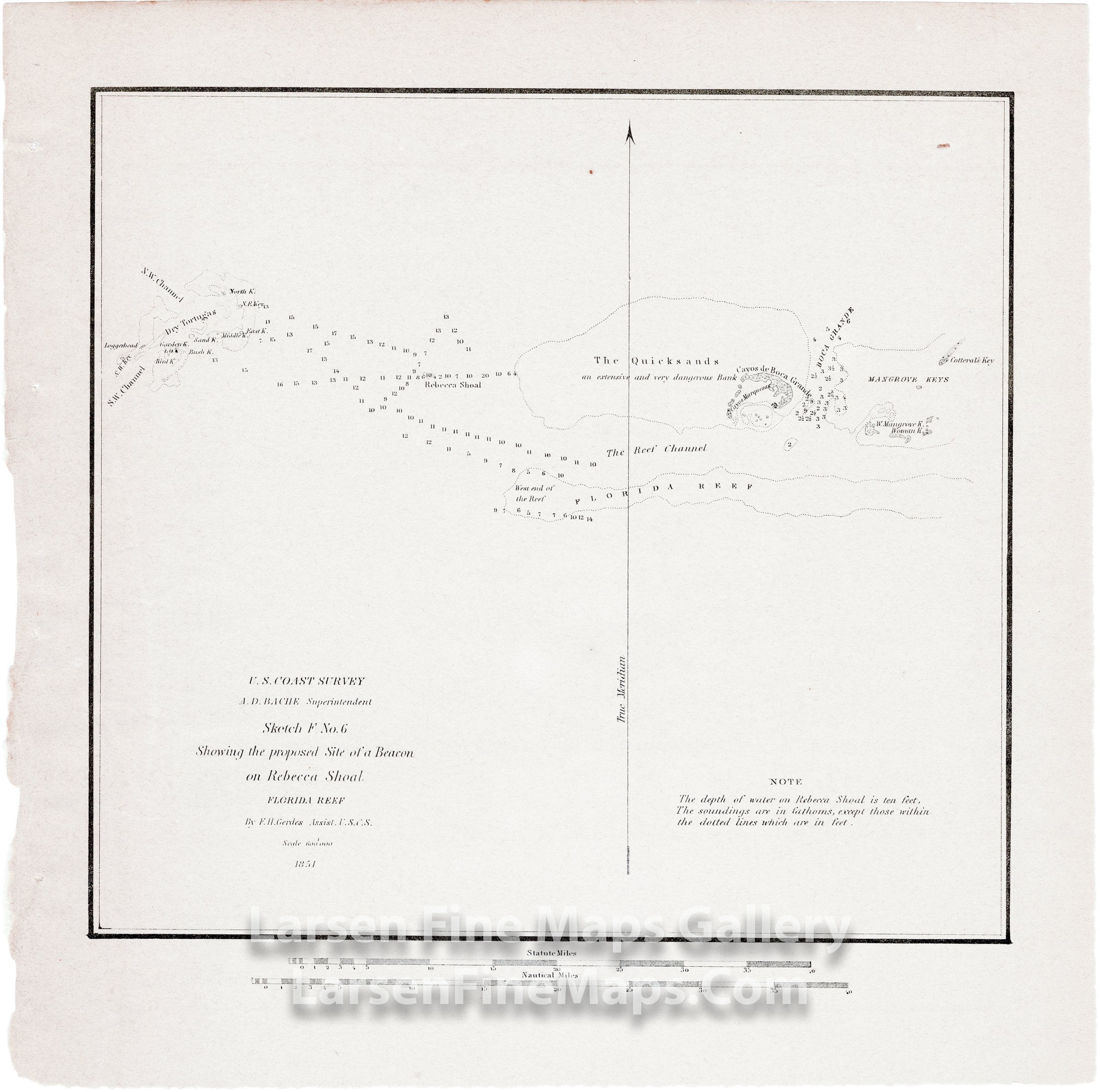 Sketch F No. 6 Showing the Proposed Site of a Beacon on Rebecca Shoal Florida Reef U.S. Coast Survey