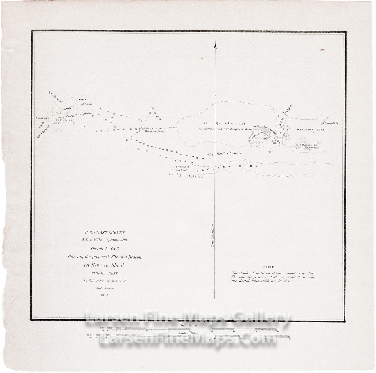 Sketch F No. 6 Showing the Proposed Site of a Beacon on Rebecca Shoal Florida Reef