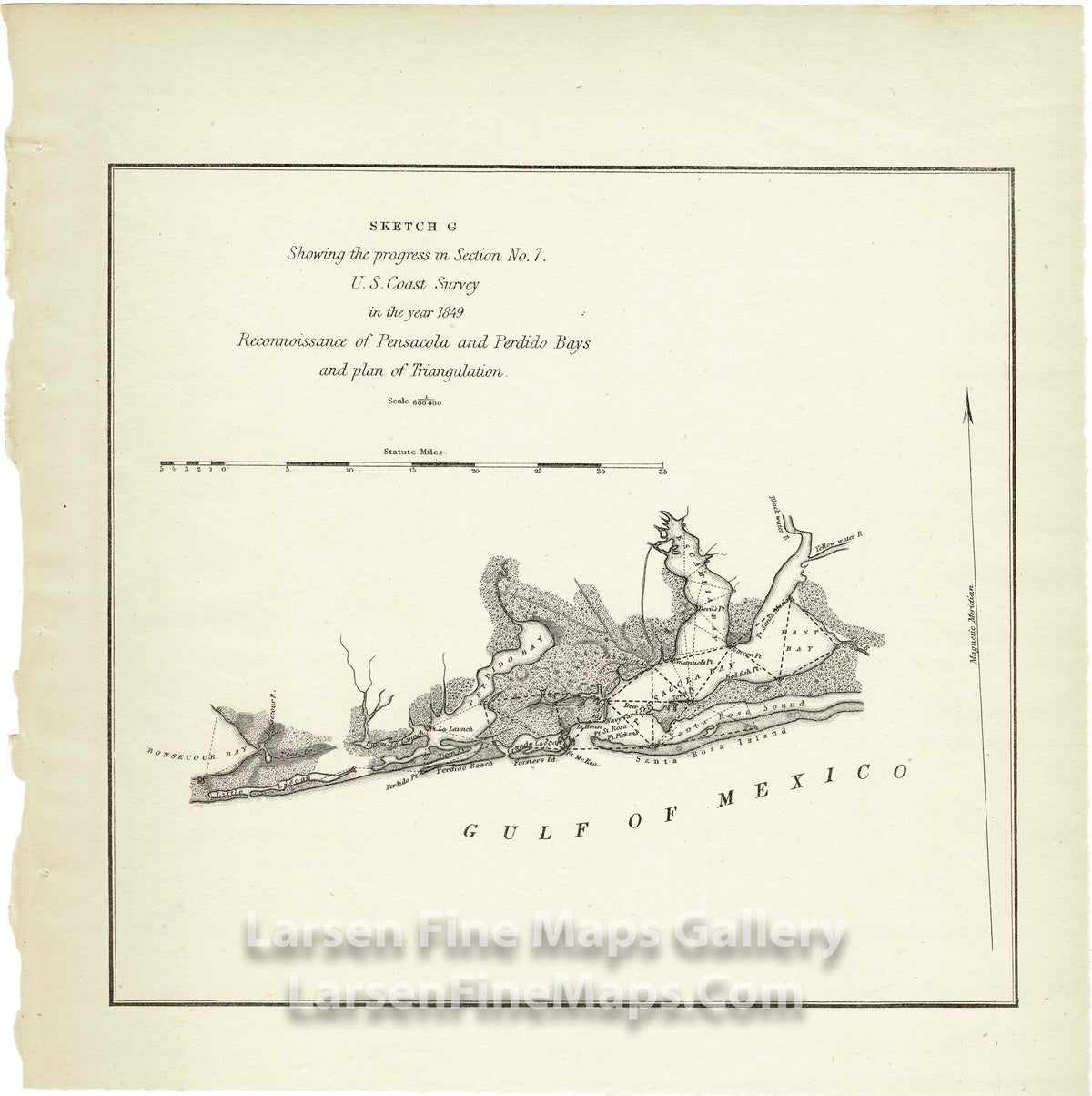 Sketch G Showing the Progress of the Survey in Section No. 7.  U.S. Coast Survey in the Year 1849 Reconnoissance of Pensacola and Perdido Bays and plan of Triangulation U.S. Coast Survey