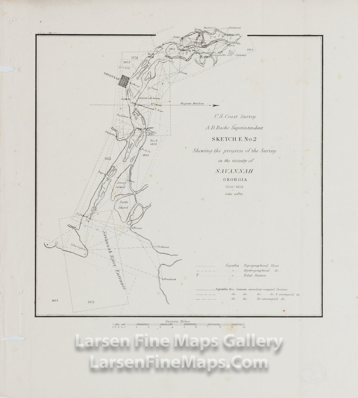 Sketch E. No. 2 Showing the Progress of the Survey in the Vicinity of Savannah Georgia 1850 - 1852 U.S. Coast Survey