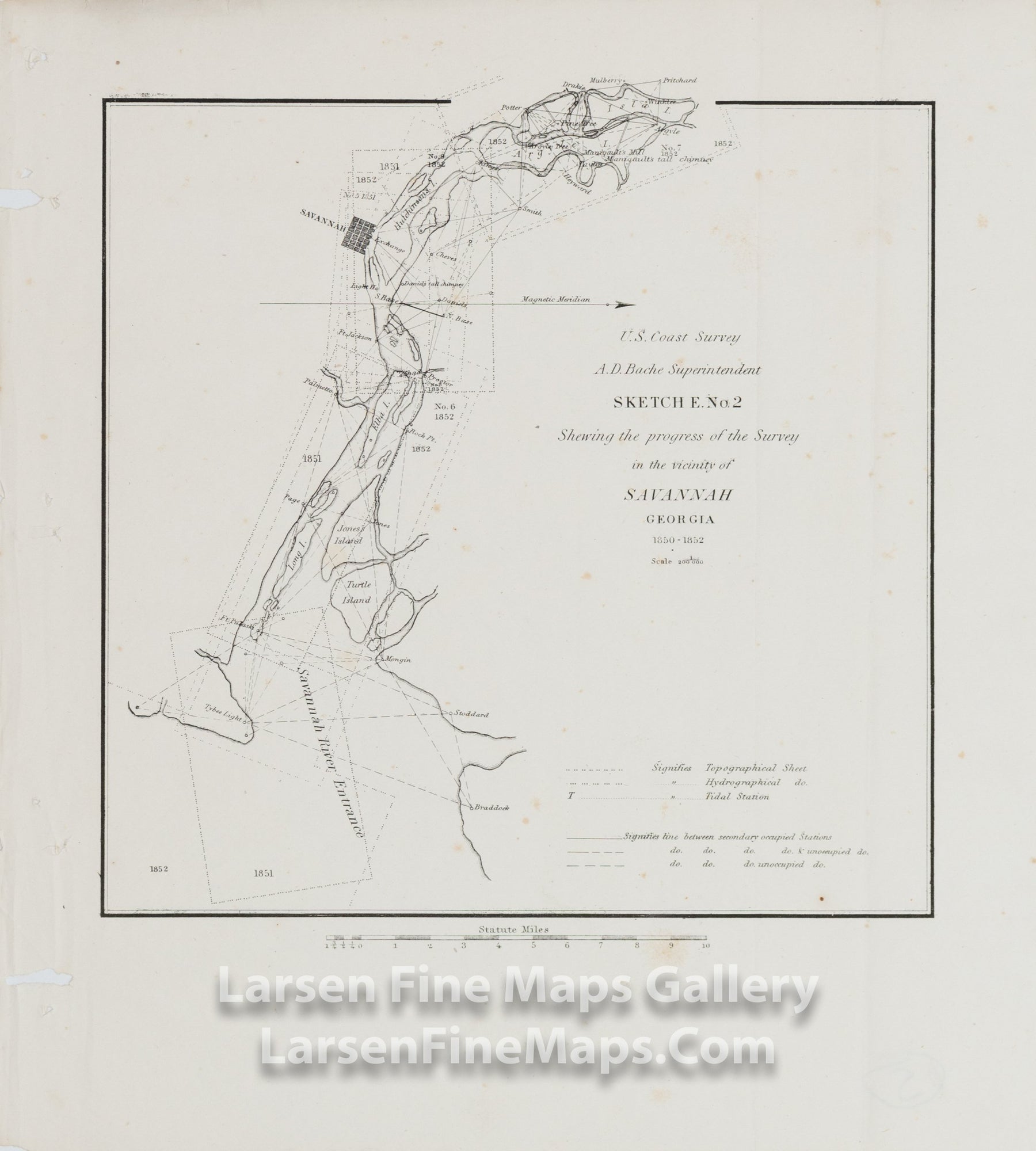 Sketch E. No. 2 Showing the Progress of the Survey in the Vicinity of Savannah Georgia 1850 - 1852 U.S. Coast Survey