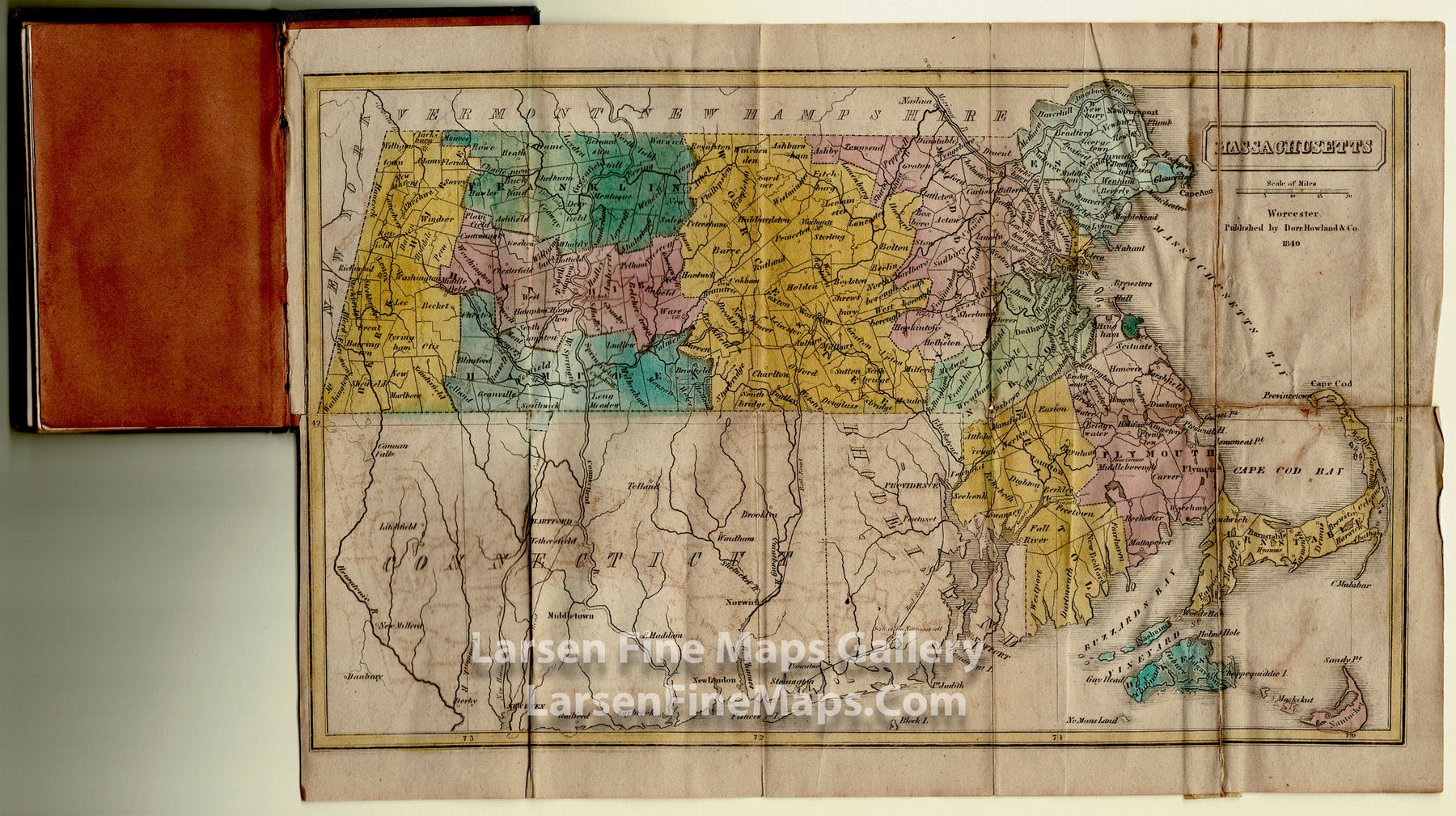 A New Pocket Map of Massachusetts, Worcester: Dorr, Howland & Co. Spooner