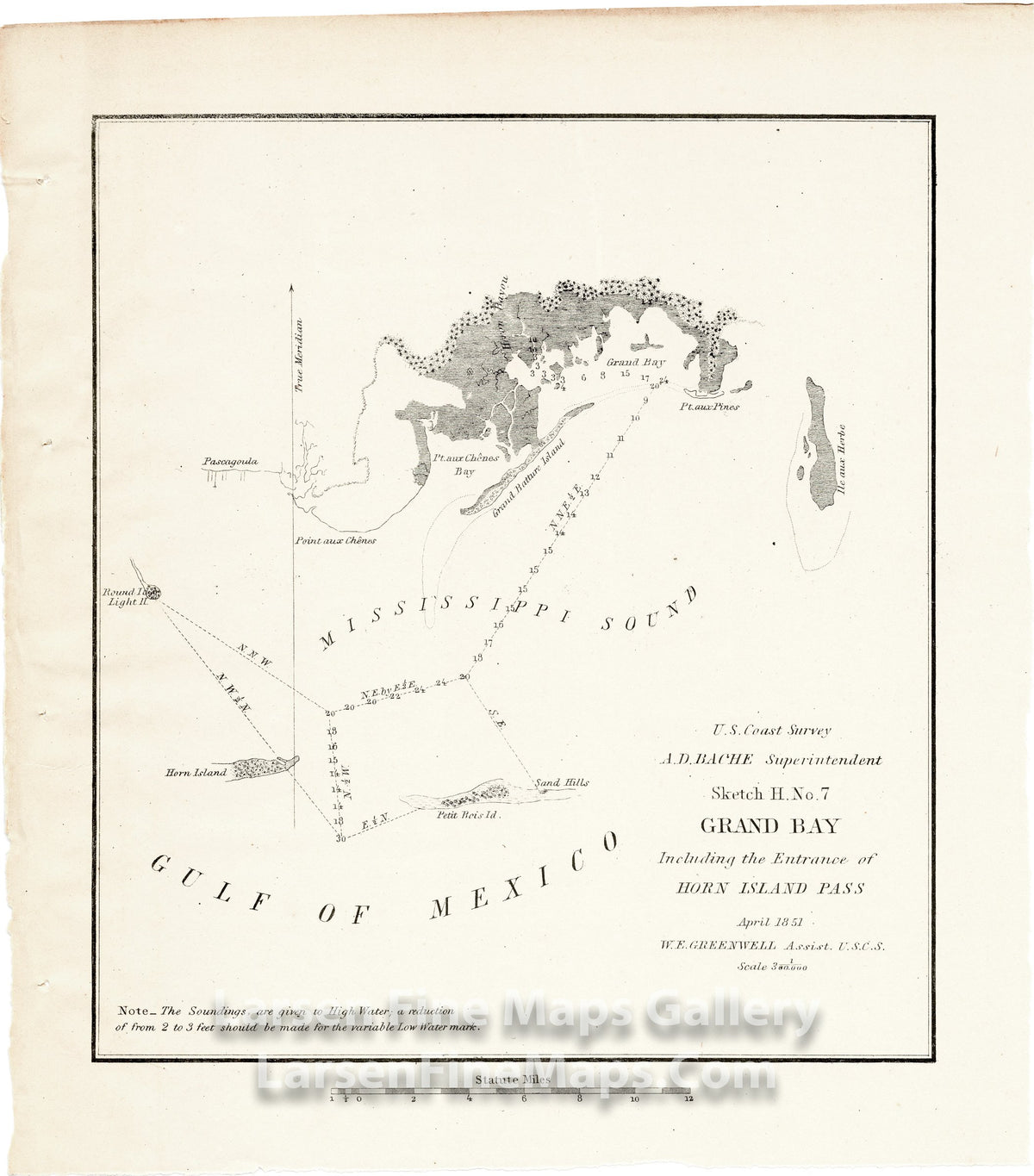 Sketch H. No. 7 Grand Bay Including the Entrance of Horn Island Pass U.S. Coast Survey