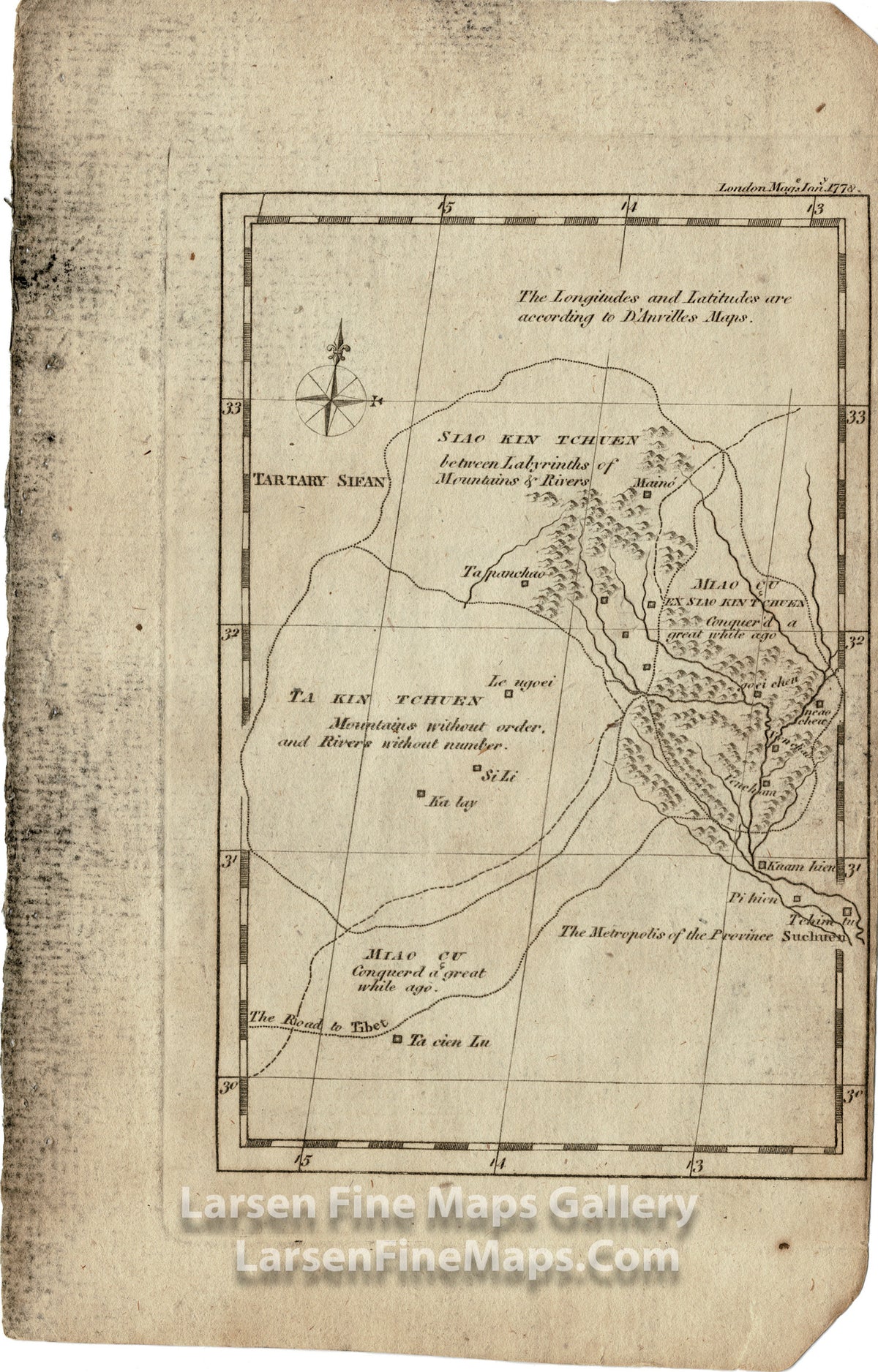 A Map of the Revolted Kingdom of Kin Ciuan, London Magazine