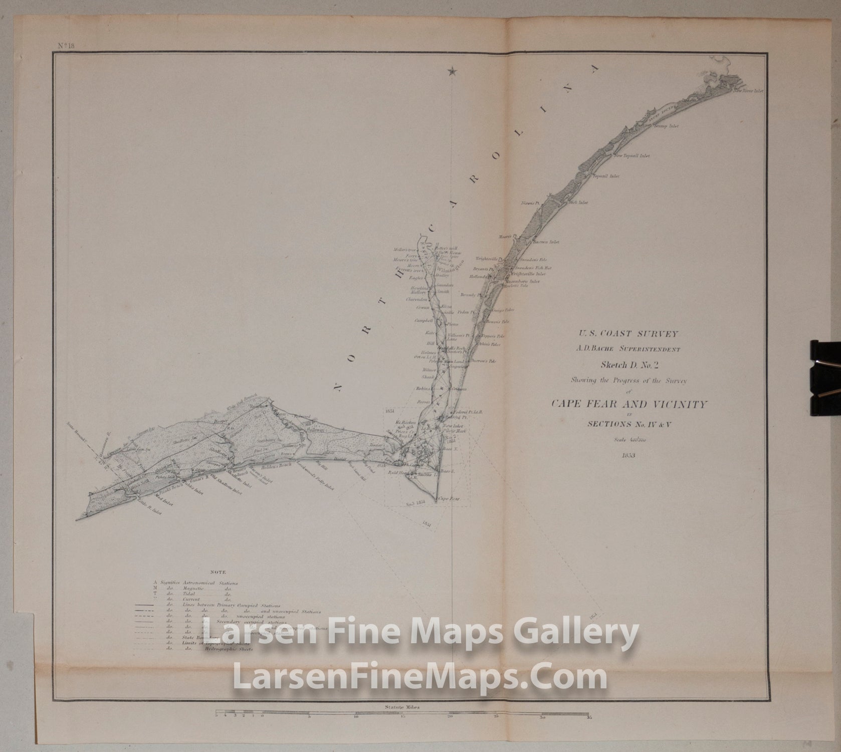 U.S. Coast Survey Chart/Map of Cape Fear and Vicinity in Sections No. IV & V