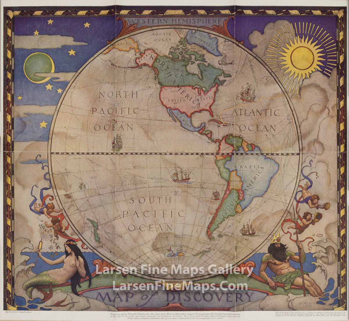 Western Hemisphere Map of Discovery National Geographic