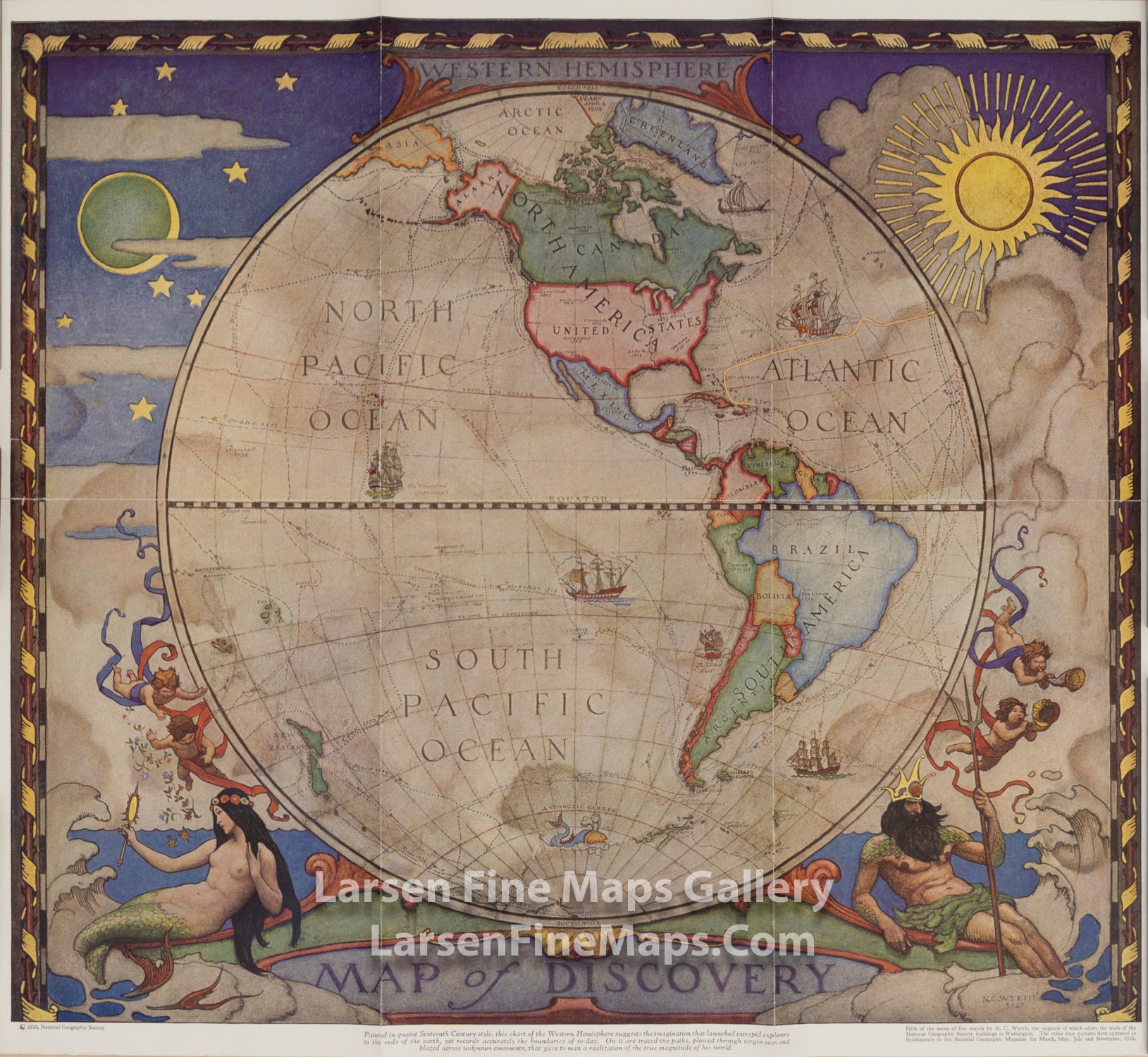 Western Hemisphere Map of Discovery National Geographic