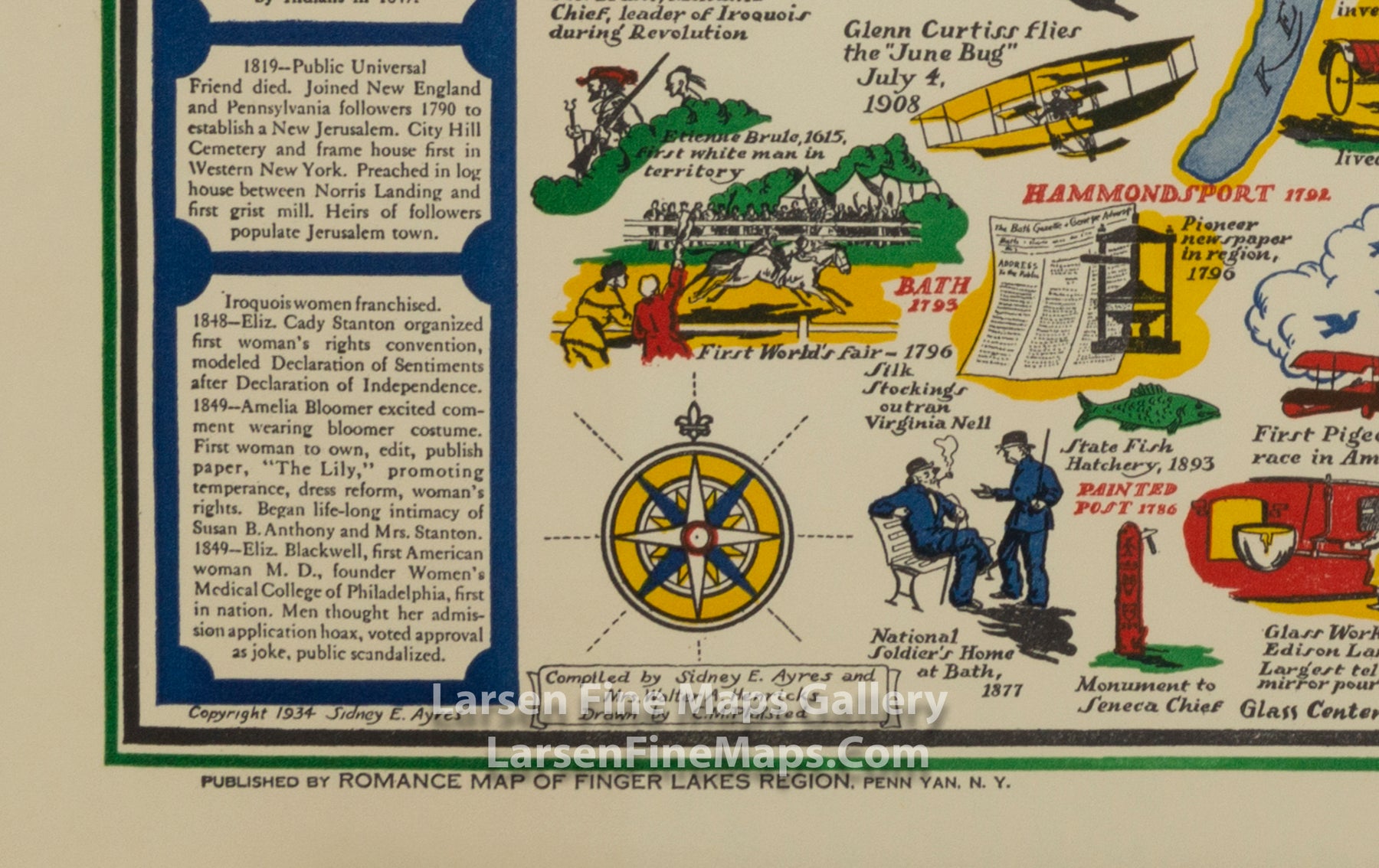 A Romance Map of the Finger Lakes Region of Central New York, Plafsted, Ayres, Henricks Detail Two