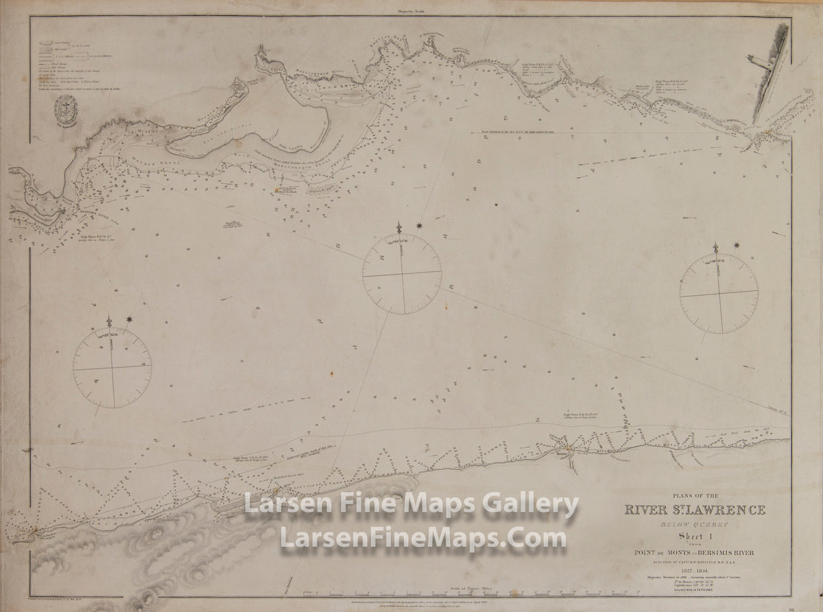 Plans of The River St. Lawrence Below Quebec, Point de Monts to Bersimis River, Potter, British Admiralty Charts