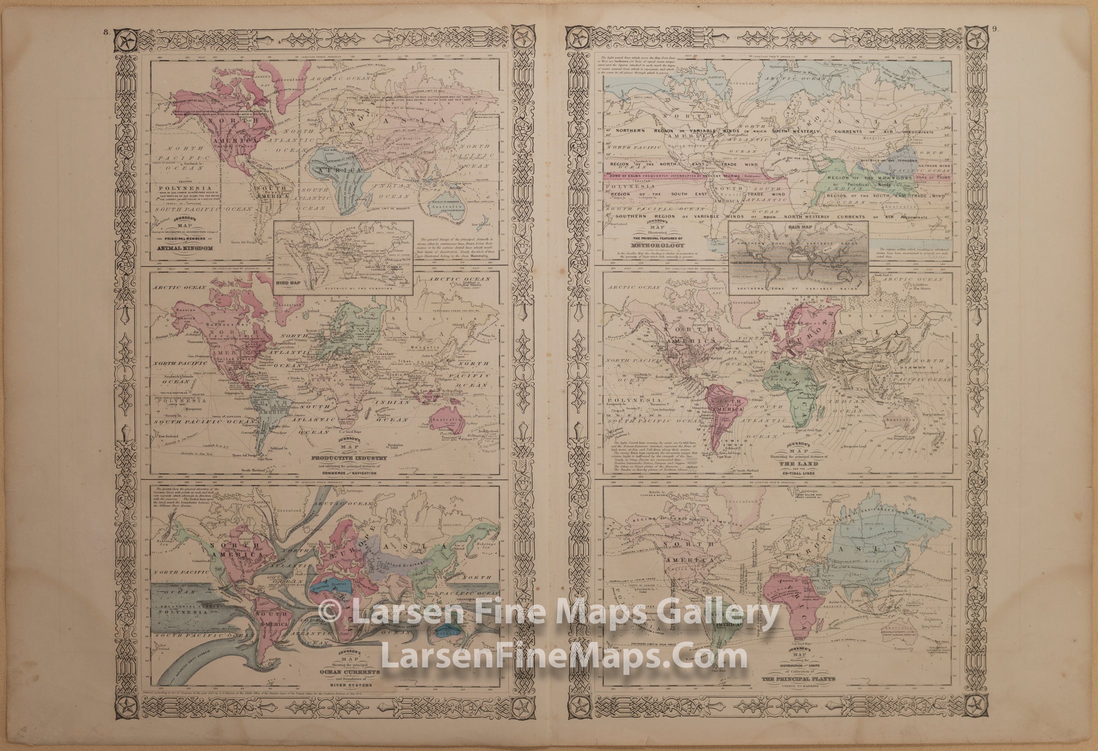 Johnson's Map Showing Physiographic Characteristics of various subjects. A.J. Johnson 