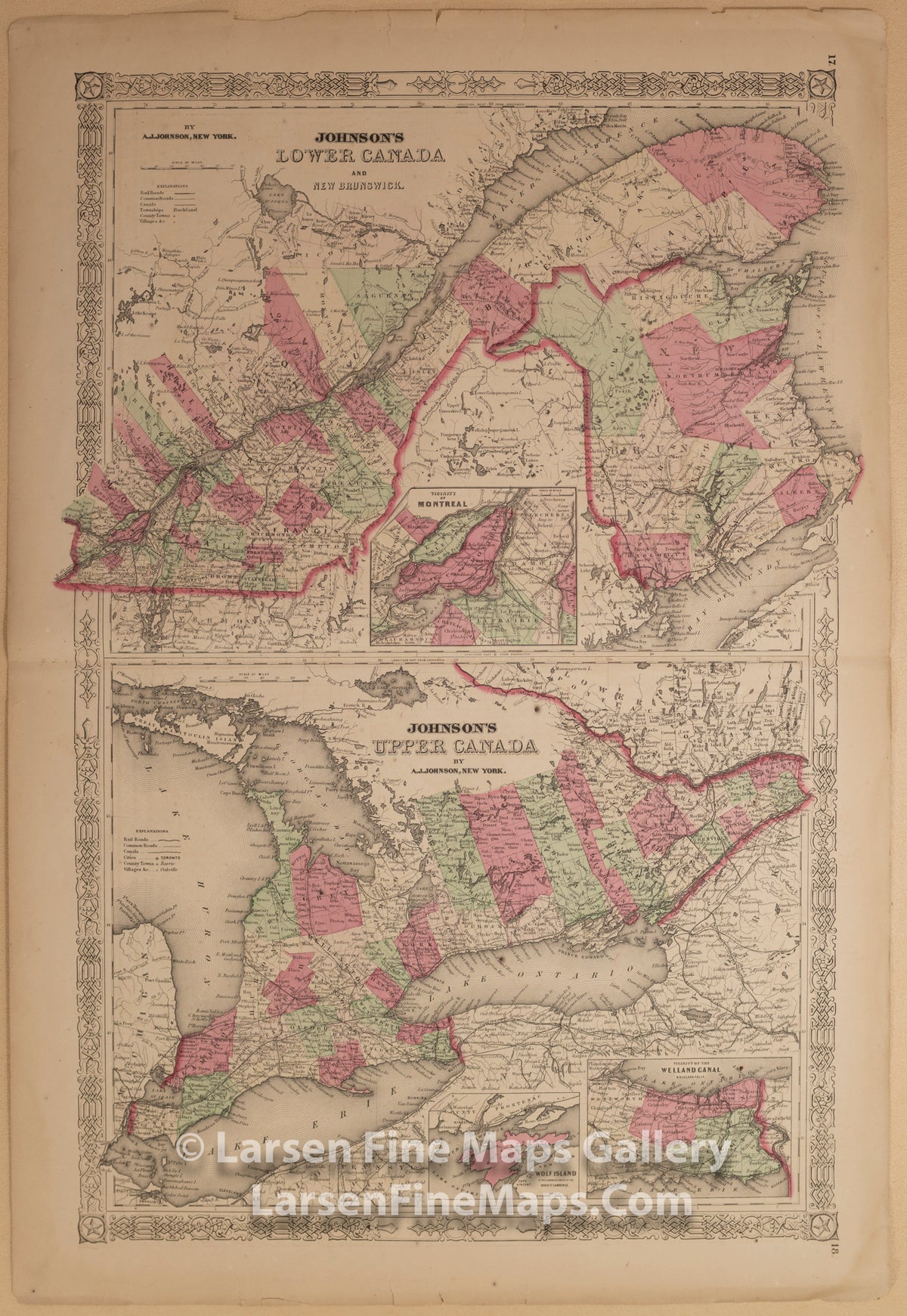 Johnson's Lower Canada & New Brunswick. Johnson's Upper Canada