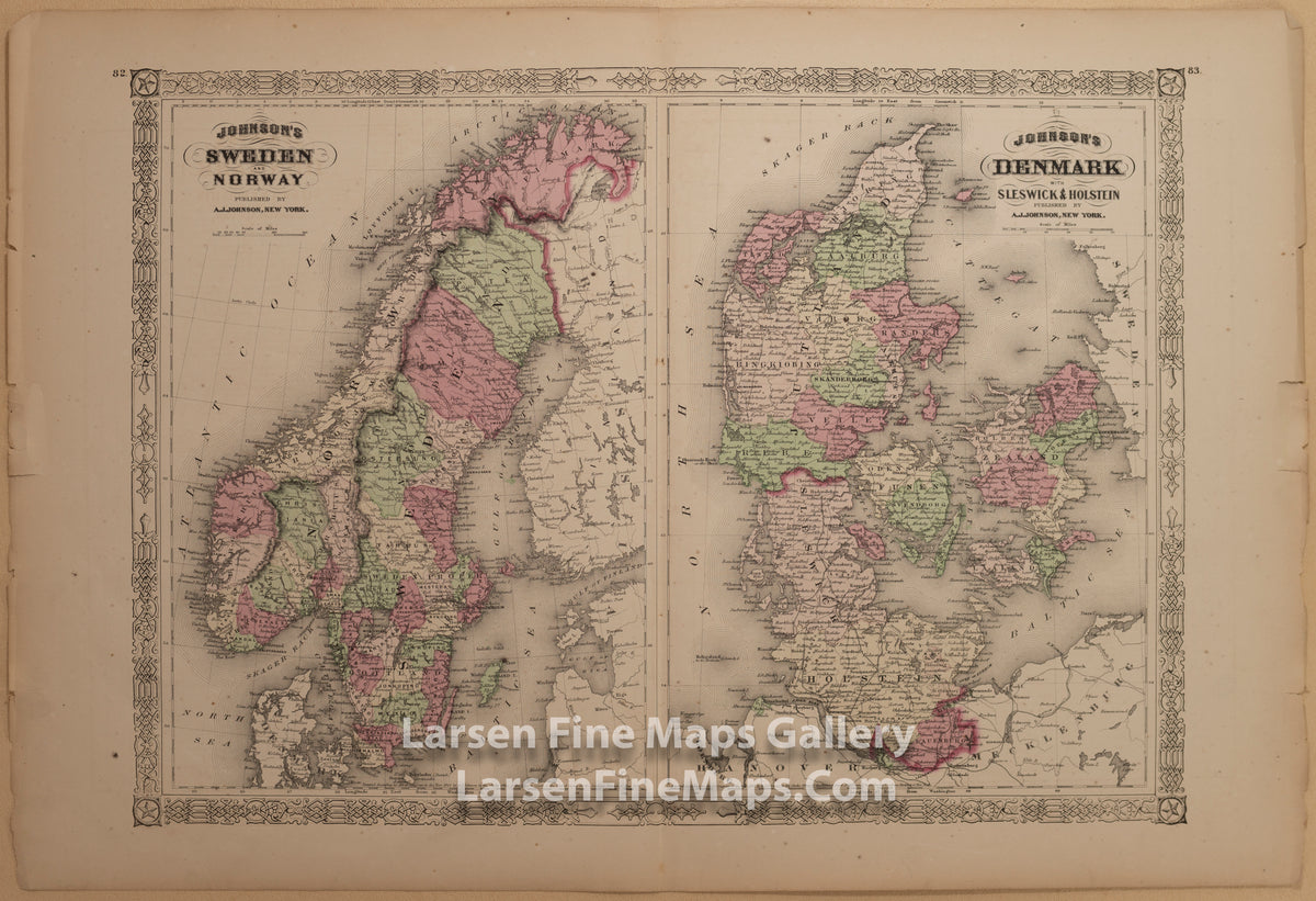 Johnson's Sweden and Norway. Johnson's Denmark with Sleswick & Holstein A.J. Johnson 