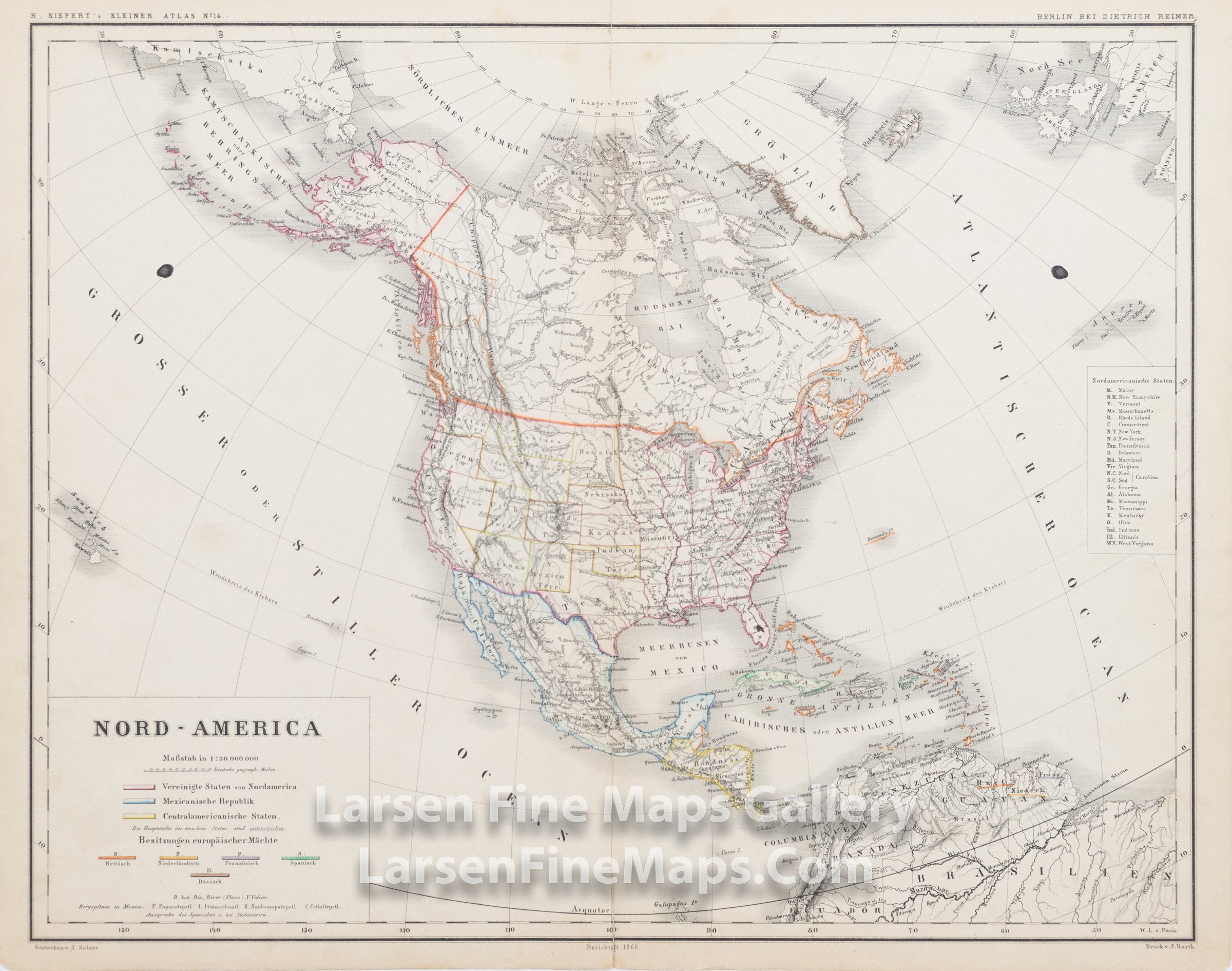 Nord - America, Heinrich Kiepert, Engraved by J. Sulzer, Dietrich Reimer