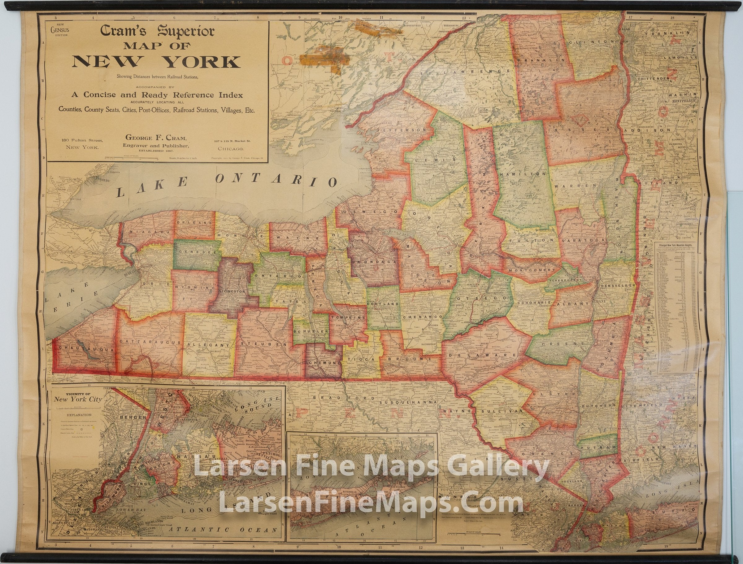 Cram's Superior Map of New York, George F. Cram