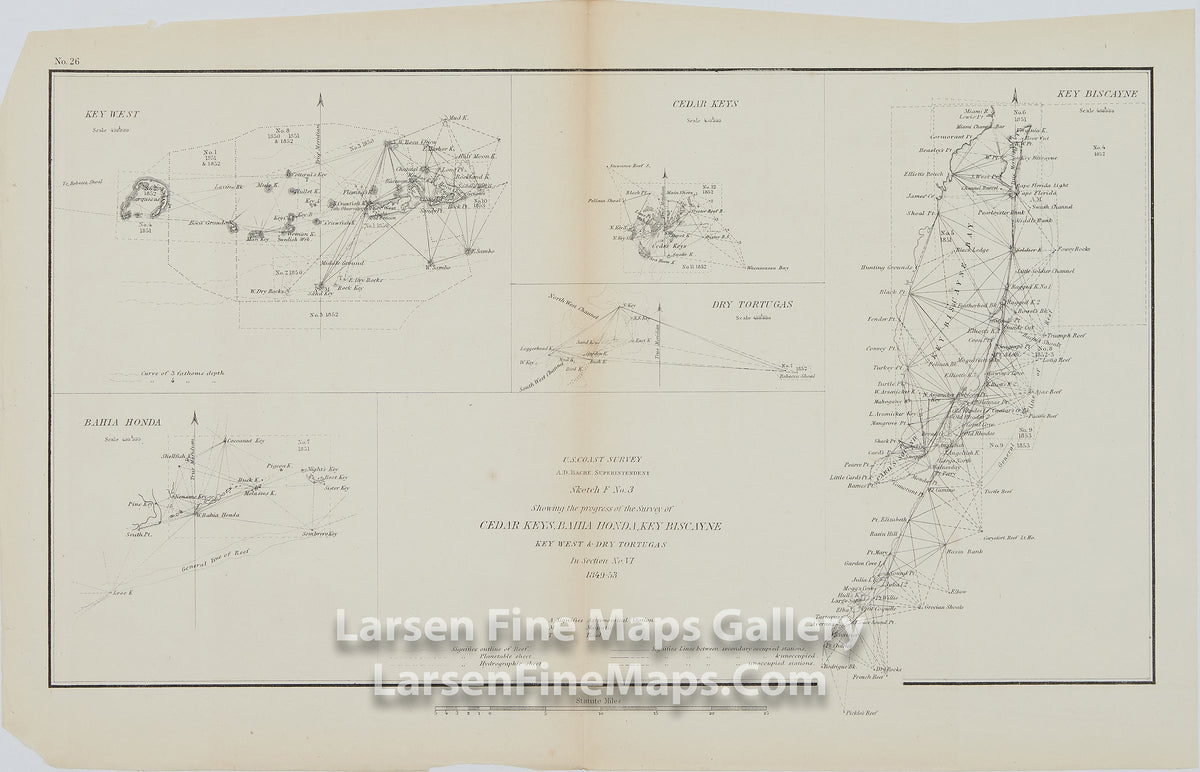 Cedar Keys, Bahia Honda, Key Biscayne, Key West, & Dry Tortuga 1849-1852 U.S. Coast Survey