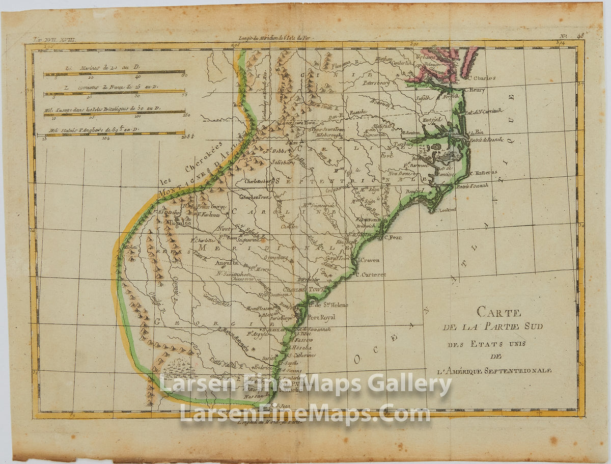 Carte De La Partie Sud Des Etats Unis De L'Amerique Septentrionale Bonne, Rigobert (1727-1795)