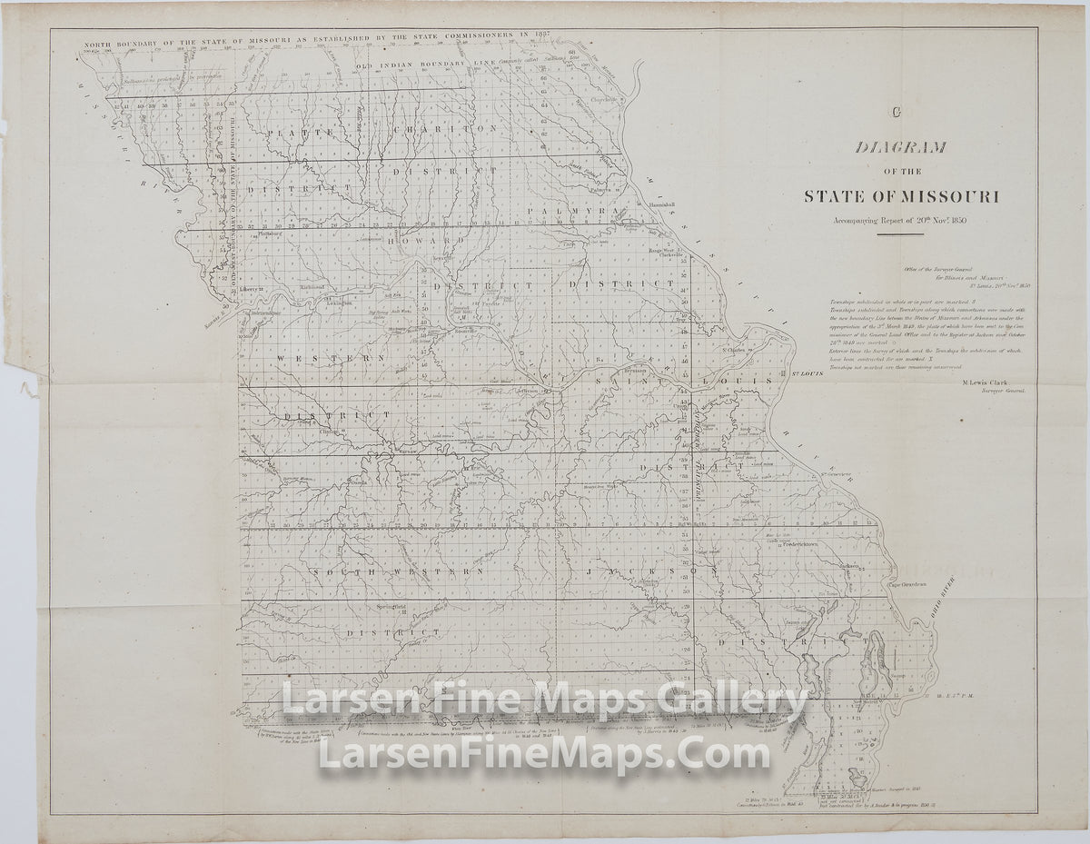 Diagram of the State of Missouri 1850, Clark, M. Lewis, Surveyor General