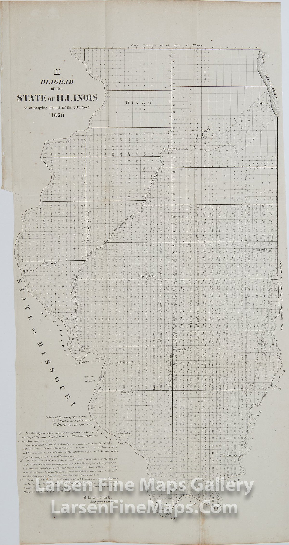 H Diagram of the State of Illinois, Clark, M. Lewis, Surveyor General