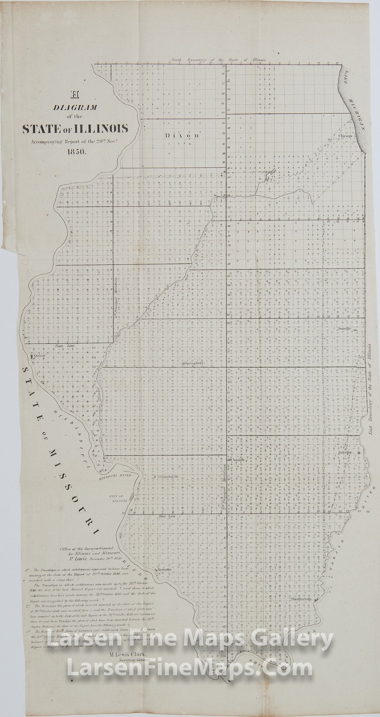 H Diagram of the State of Illinois, Clark, M. Lewis, Surveyor General