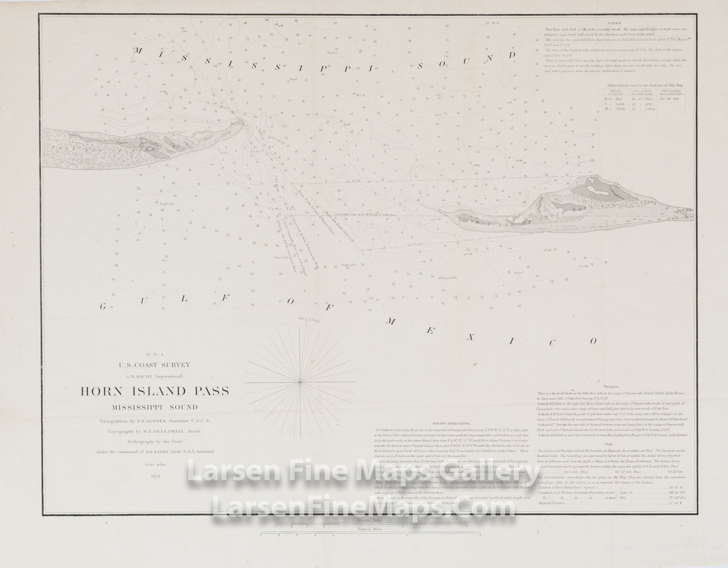 H No. 4 Horn Island Pass Mississippi Sound U.S. Coast Survey