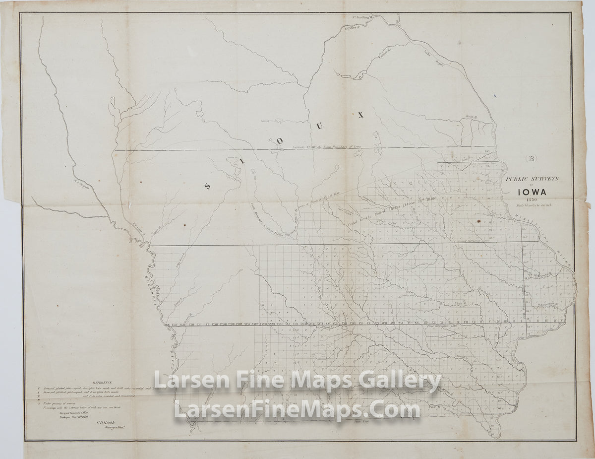 B Public Surveys in Iowa 1850, C.H. Booth, Surveyor General