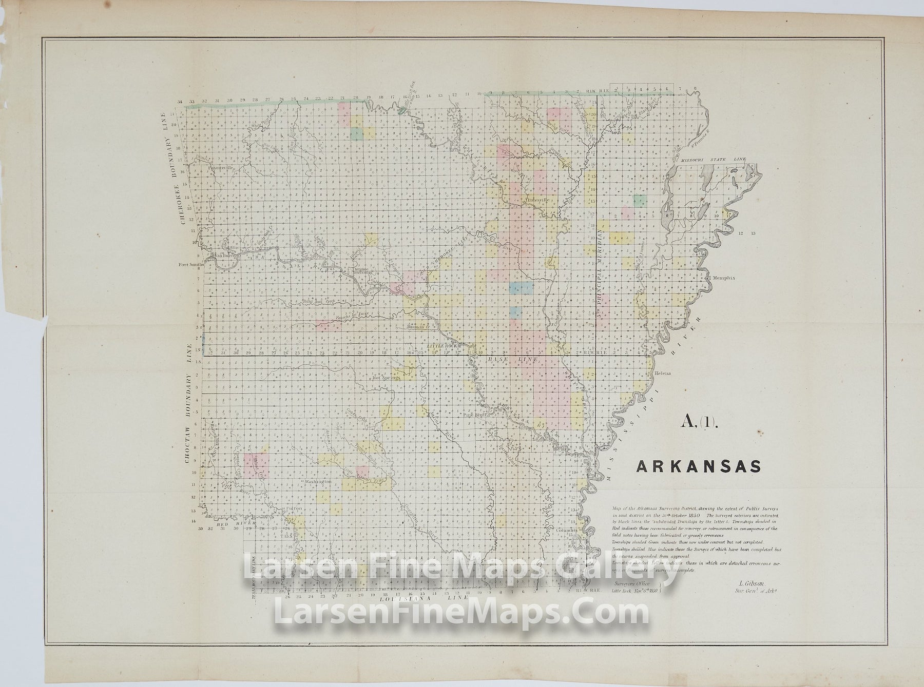 Arkansas; Map of the Arkansas Surveying District, L. Gibson, Surveyor General of Arkansas