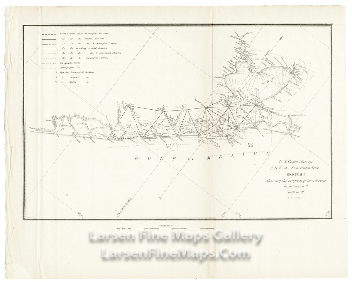 Sketch I Showing the Progress of the Survey in Section No. 9 1848 to 1852 U.S. Coast Survey