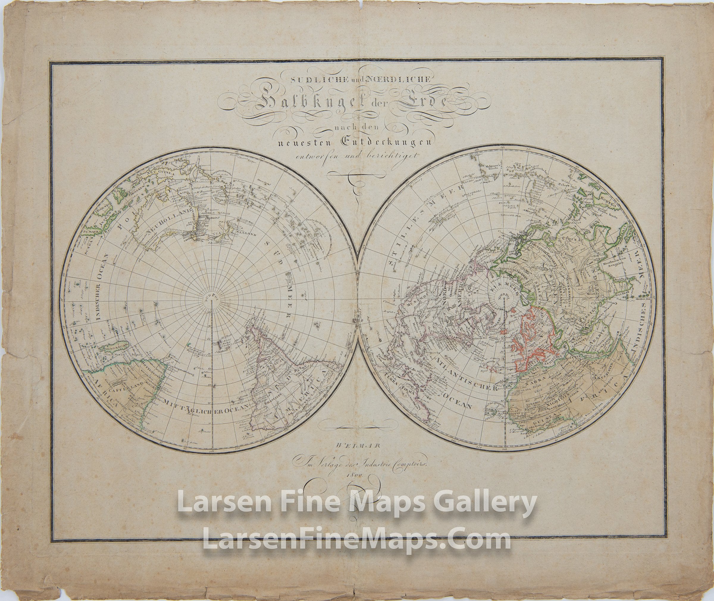 Sudliche und Noerdliche Halbkugel der ErdeThe Southern and Northern Hemispheres of the Earth, Weiland, C.F.