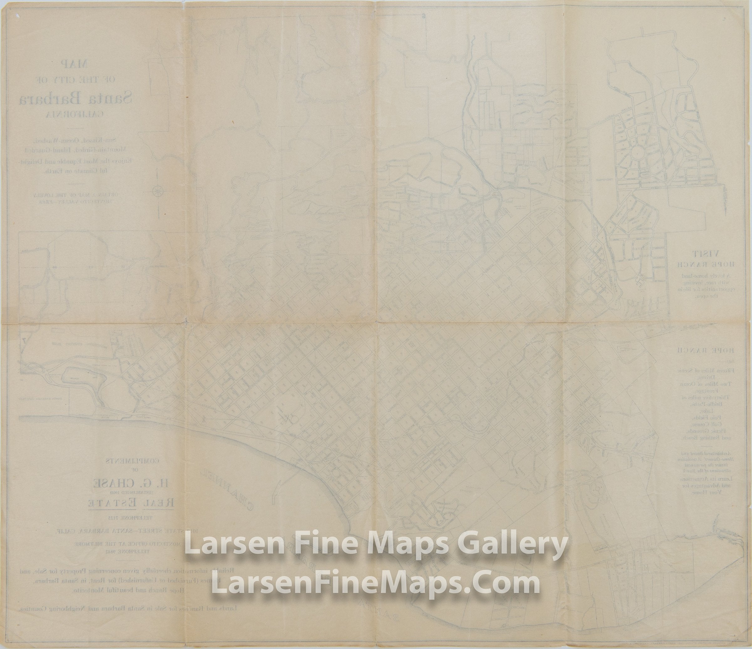 Map of the City of Santa Barbara California, H.G. Chase Real Estate, details