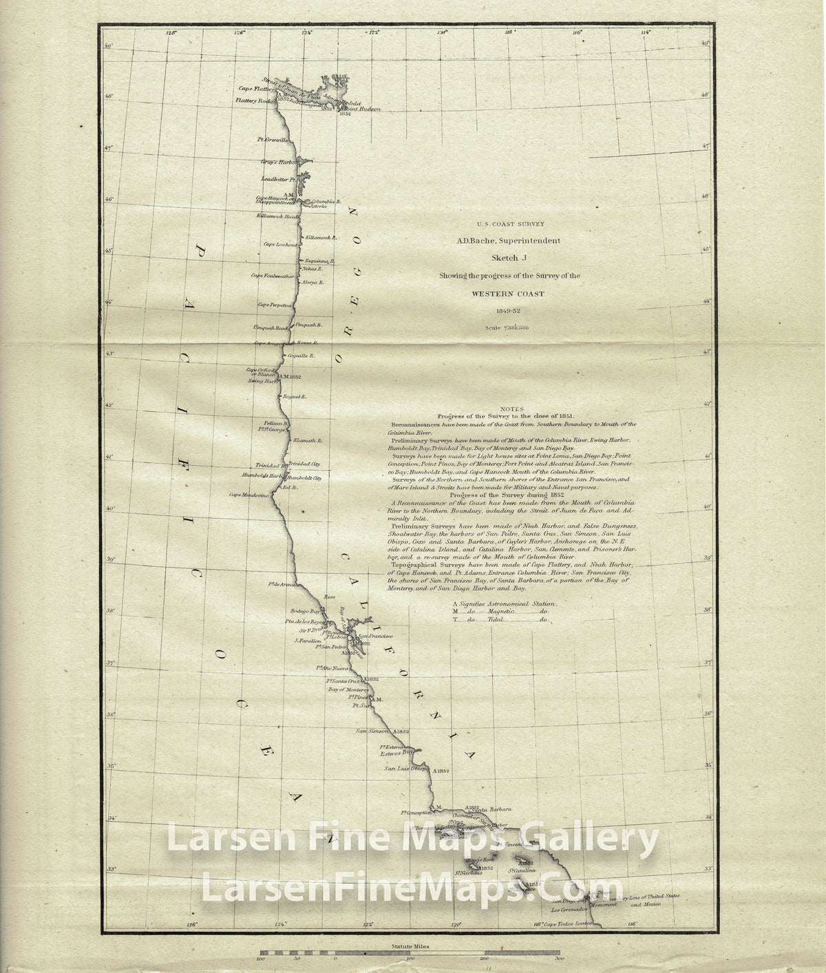 Sketch J Showing the Progress of the Survey of the Western Coast 1849-52