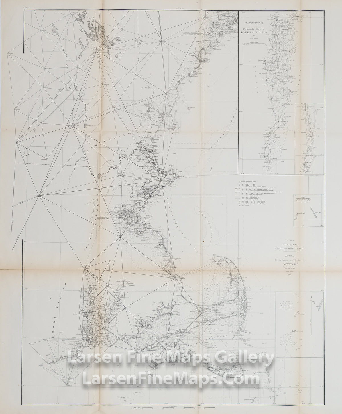 Sketch Showing the Progress of the Survey in Section I. Southern Part, with Lake Champlain U.S. Coast Survey