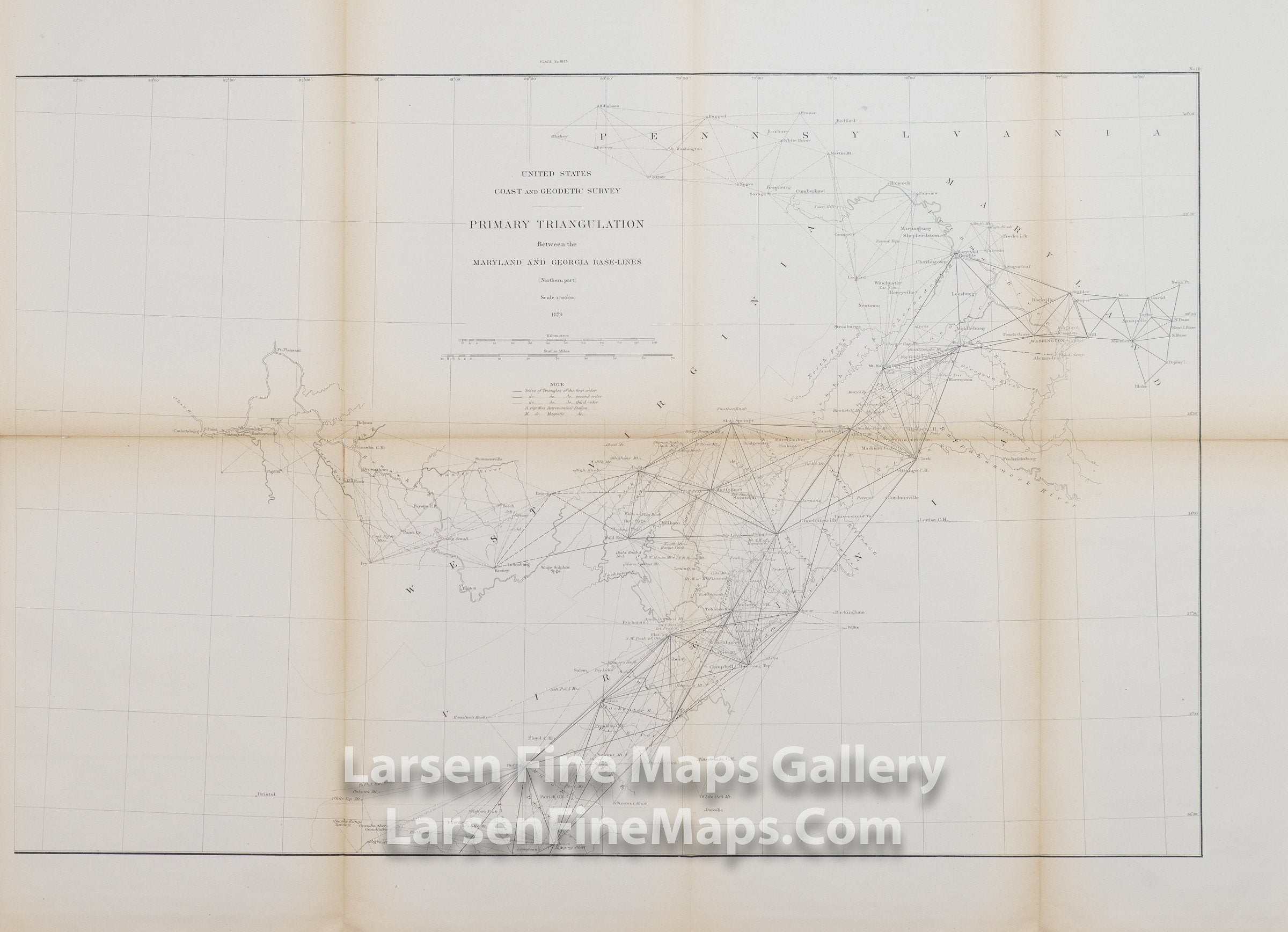Sketch Showing the Progress of the Survey in Section III and IV. Primary Triangulation between Maryland and Georgia baseline (Northern Part) U.S. Coast Survey