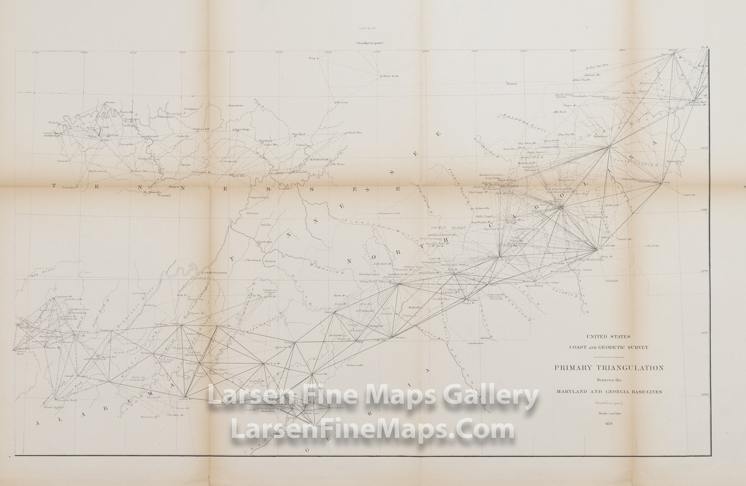 Sketch Showing the Progress of the Survey in Section III and IV. Primary Triangulation between Maryland and Georgia baseline (southern part) U.S. Coast Survey