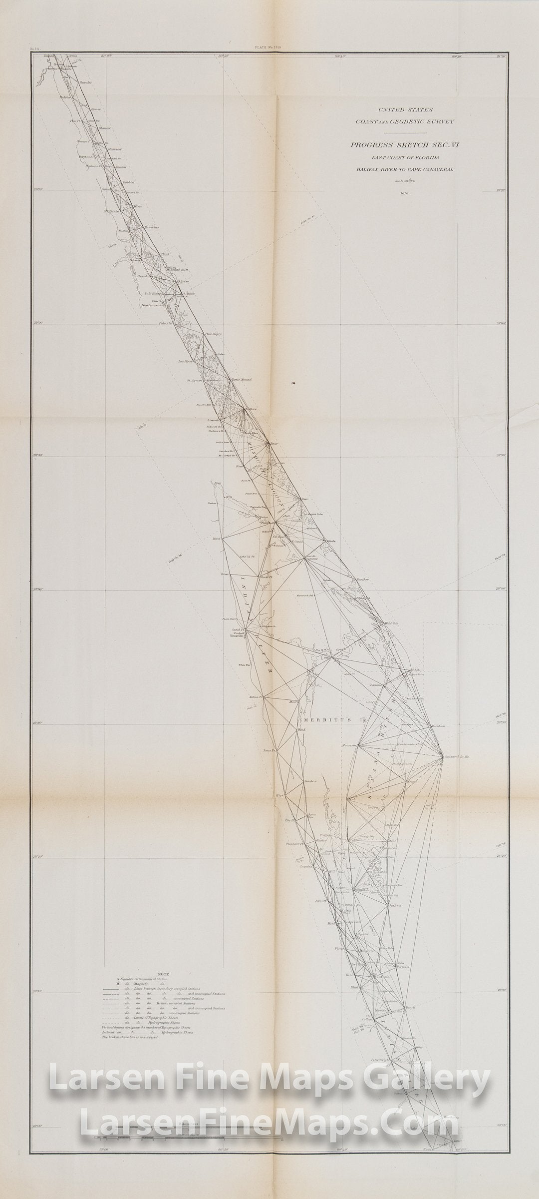 Sketch Showing the Progress of the Survey in Section VI. East Coast of Florida, Halifax River to Cape Canaveral